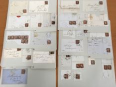 GB: 1841 1d IMPERFS USED, ALL ON PIECES, FRONTS, PART ENTIRES ETC, VERY MIXED CONDITION,