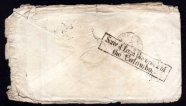 AUSTRALIA: WRECK MAIL: 1862 RATHER TATTY ENVELOPE MELBOURNE TO GREENOCK,