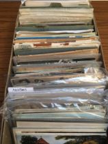 THE DEREHAM POSTCARD HOARD: BOX WITH VARIOUS SUBJECTS, MILITARY, JOTTER, SETS, BAMFORTH SONG CARDS,