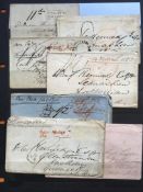 AUSTRALIA: 1846-70 ENVELOPES OR WRAPPERS TO OR FROM AUSTRALIA, VARIOUS PAID OR OTHER MARKINGS,