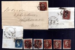 GB: 1841 1d IMPERFS CANCELLED NUMBERS IN MX INCLUDING WRAPPER WITH No.