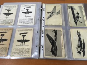 ALBUM WITH AVIATION POSTCARDS, VALENTINES AIRCRAFT RECOGNITION CARDS ETC,