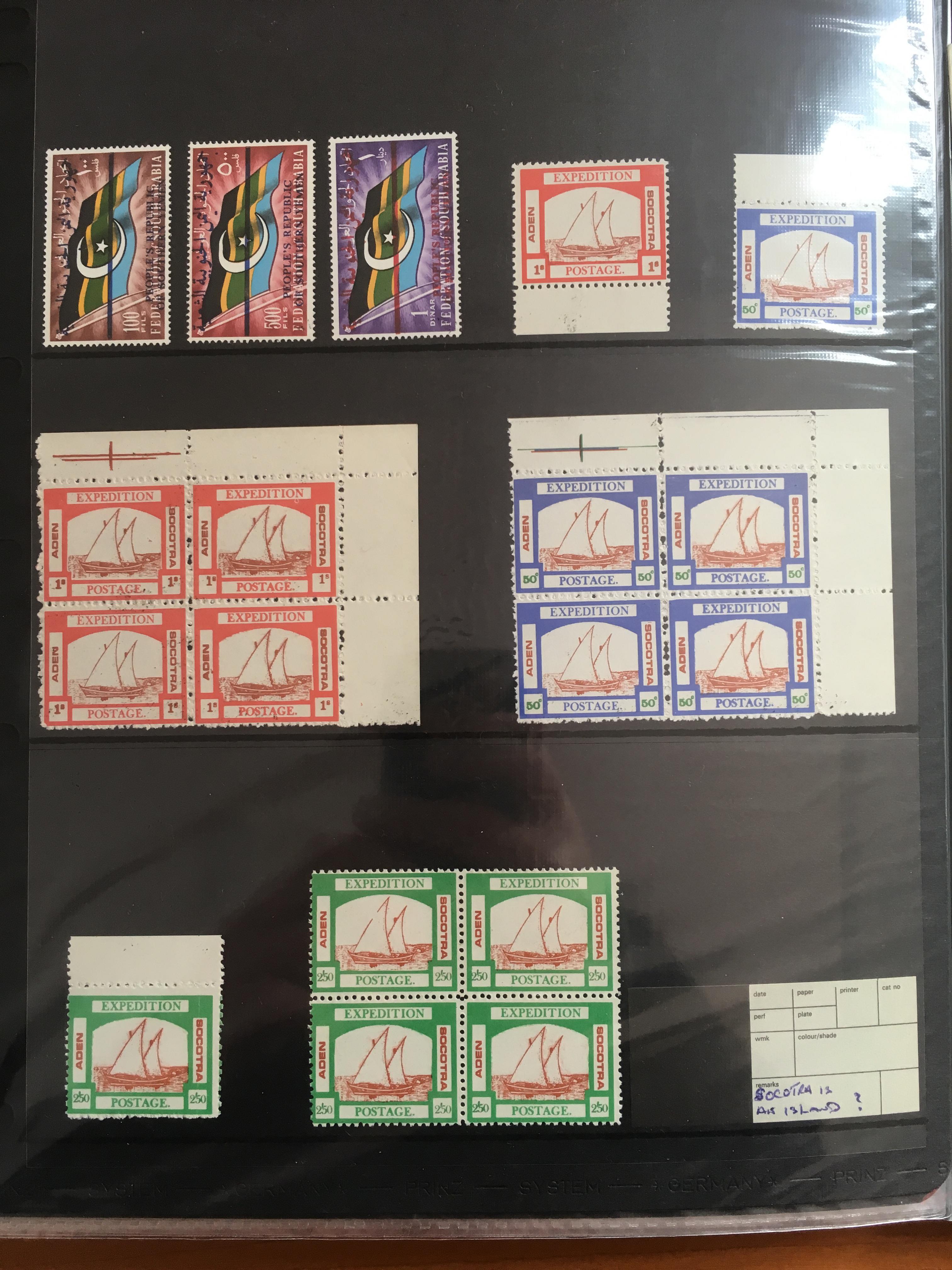 ADEN: SOUTH ARABIAN FEDERATION MINT AND USED COLLECTION INCLUDING COVERS, MAHRA STATE,