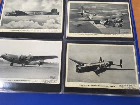 ALBUM WITH AVIATION POSTCARDS AND POSTCARD SIZE PHOTOGRAPHS, MAINLY MILITARY WITH MUCH WW2 PERIOD,