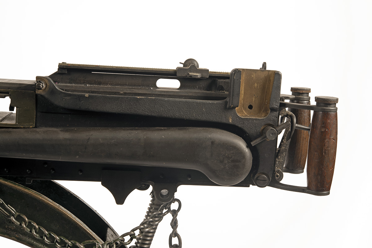 A DEACTIVATED 7.62 WORLD WAR TWO RUSSIAN MAXIM MEDIUM MACHINEGUN AND WHEELED MOUNT, serial no. BO- - Image 8 of 9