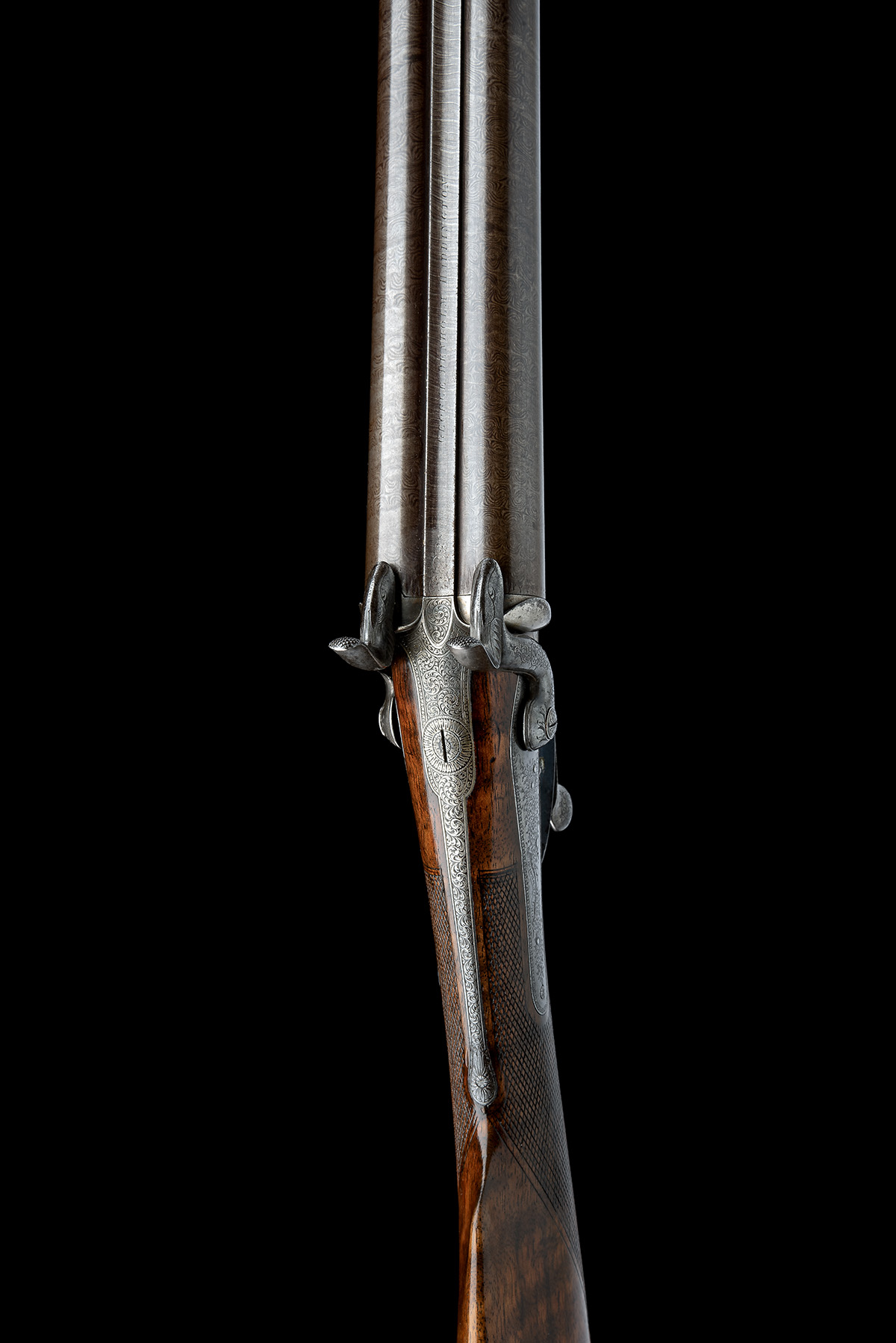 A GOOD 12-BORE PINFIRE DOUBLE-BARRELLED SPORTING GUN SIGNED GEORGE DENHOLM, HADDINGTON, no visible - Image 4 of 8