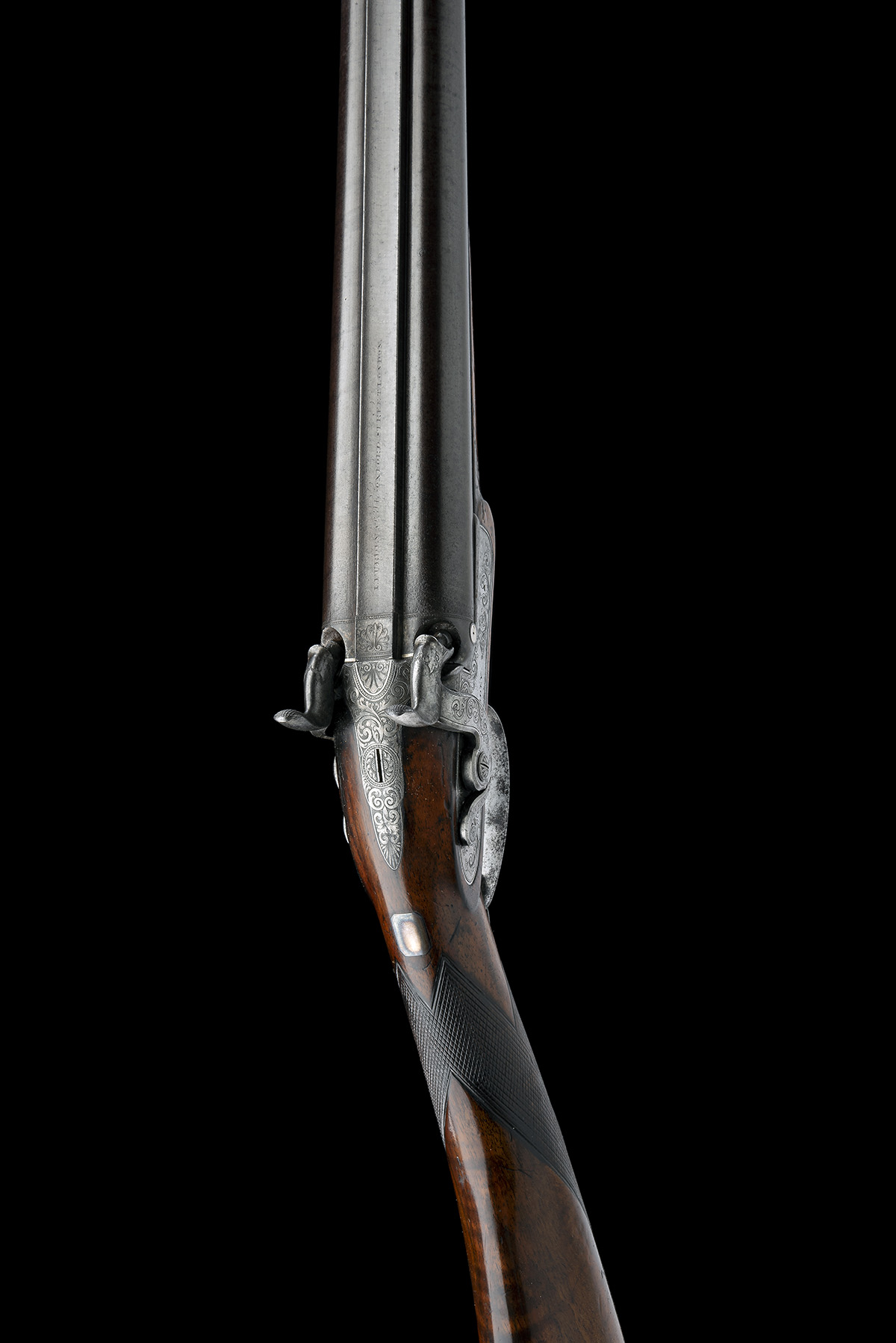 AN HISTORIC CASED 14-BORE PERCUSSION SPORTING GUN WITH CROSSOVER STOCK MADE FOR CHARLES ELEY BY - Image 4 of 12