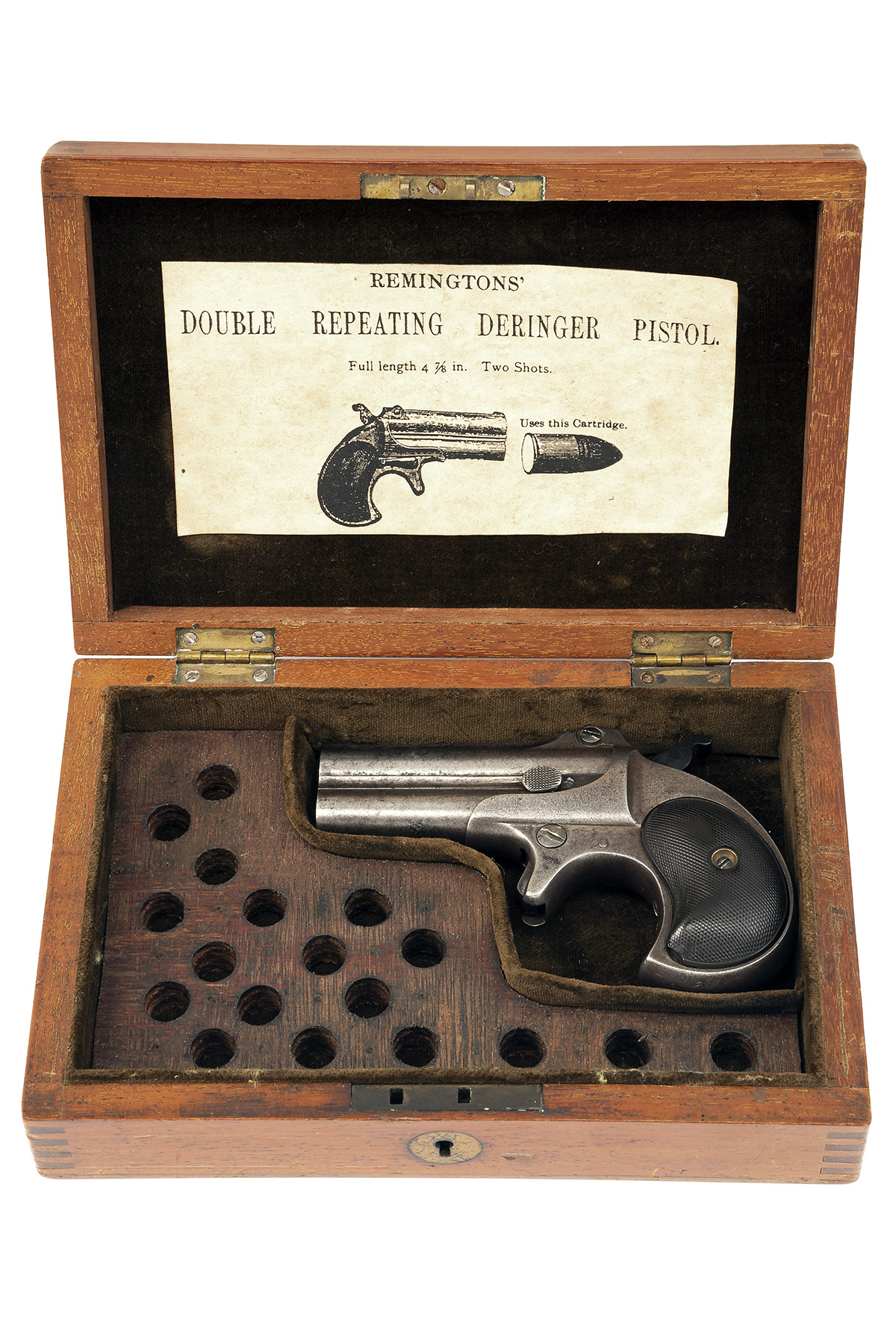 A CASED .41 (RIMFIRE ) REMINGTON OVER-UNDER DERRINGER VEST PISTOL, MODEL 'NO. 4', CIRCA 1915, serial