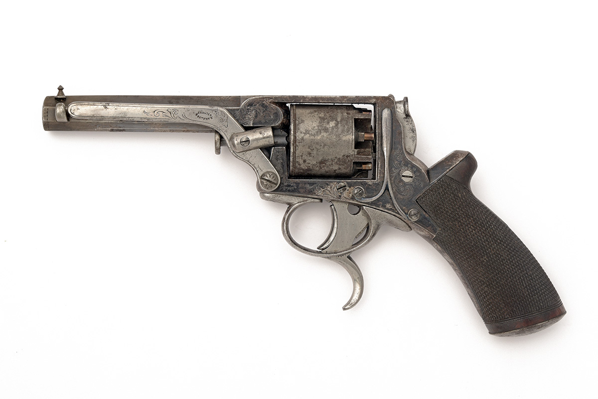 A CASED 80-BORE TRANTER THIRD MODEL DOUBLE TRIGGER PERCUSSION REVOLVER, CIRCA 1860, serial no. - Image 2 of 8