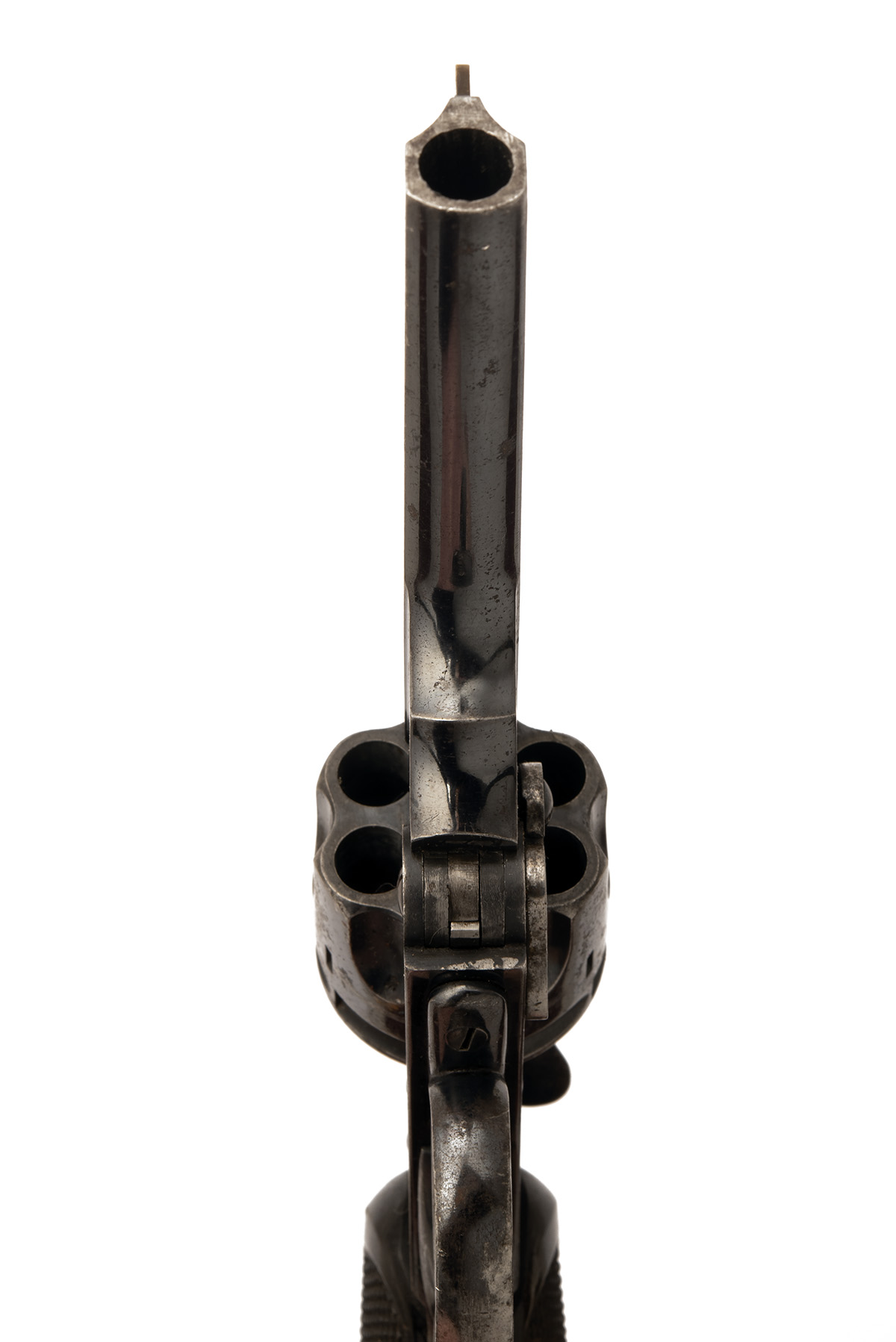 A SCARCE .38 (S&W) EARLY WEBLEY & SCOTT 'MKIII' POCKET REVOLVER WITH FOUR INCH BARREL, serial no. - Image 3 of 4
