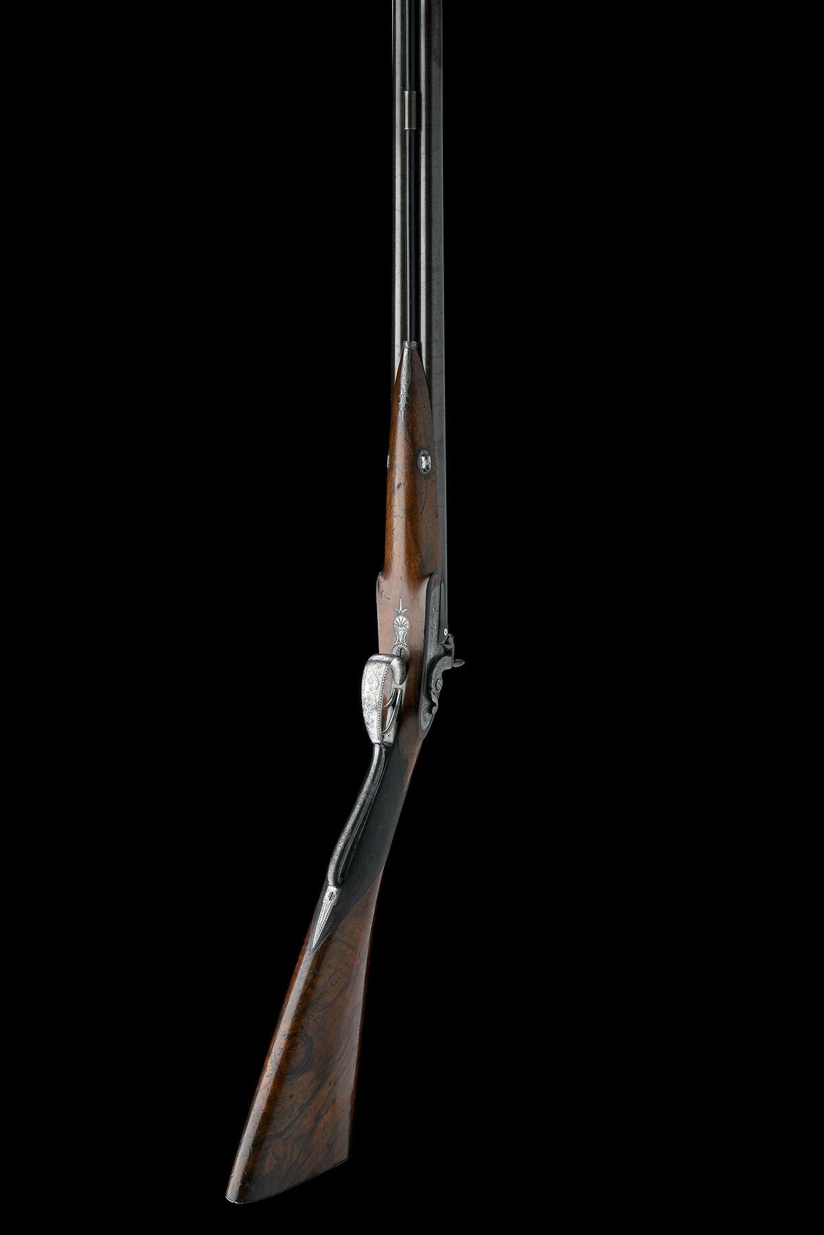 AN HISTORIC CASED 14-BORE PERCUSSION SPORTING GUN WITH CROSSOVER STOCK MADE FOR CHARLES ELEY BY - Image 6 of 12