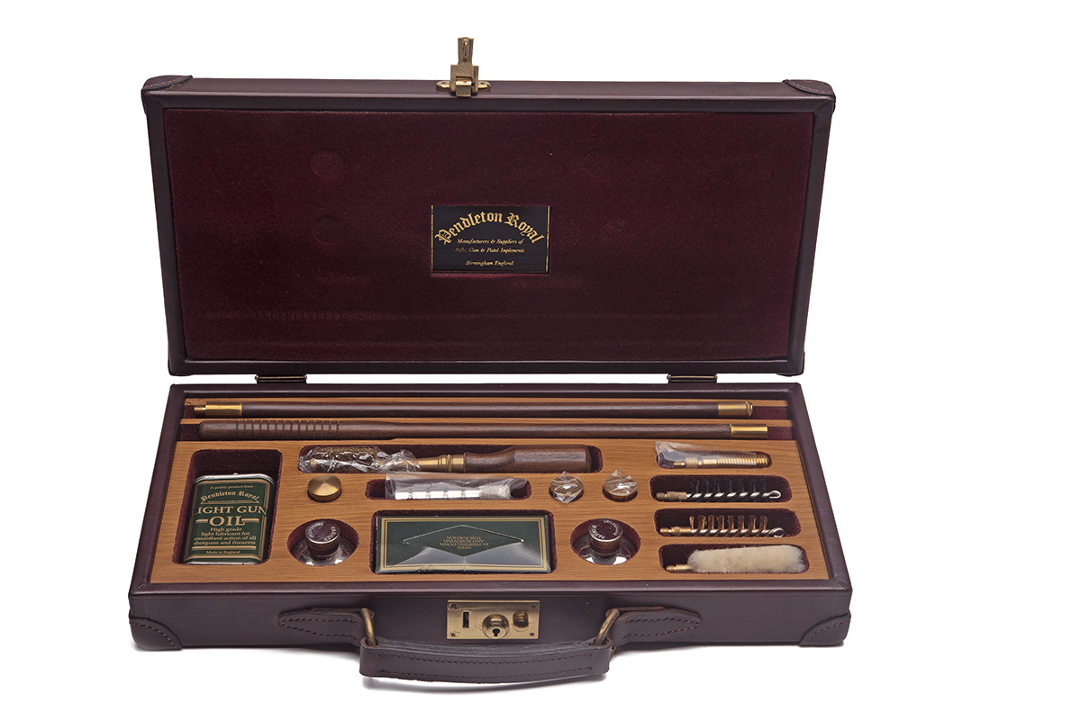 PENDLETON ROYAL AN UNUSED LUXURY BROWN LEATHER 'LONDON' 12-BORE PRESENTATION GUN CLEANING KIT, - Image 2 of 2