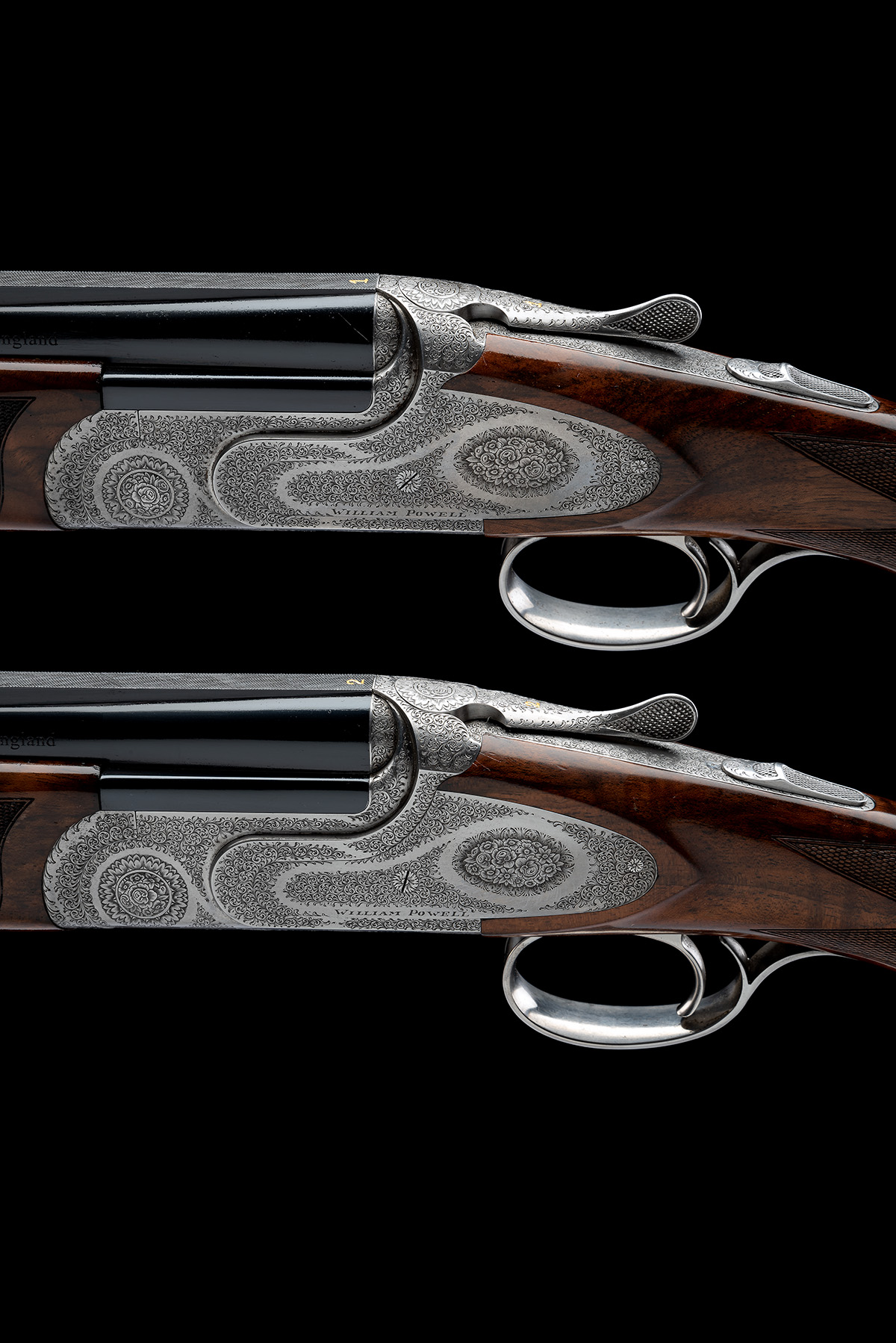 WILLIAM POWELL A PAIR OF SABATTI-ENGRAVED 16-BORE 'THE PEGASUS' SINGLE-TRIGGER SIDEPLATED OVER AND - Image 7 of 11