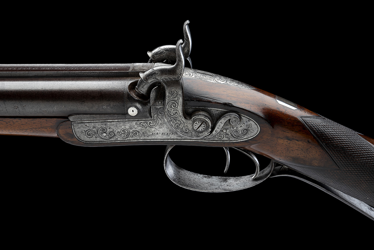 AN HISTORIC CASED 14-BORE PERCUSSION SPORTING GUN WITH CROSSOVER STOCK MADE FOR CHARLES ELEY BY - Image 7 of 12