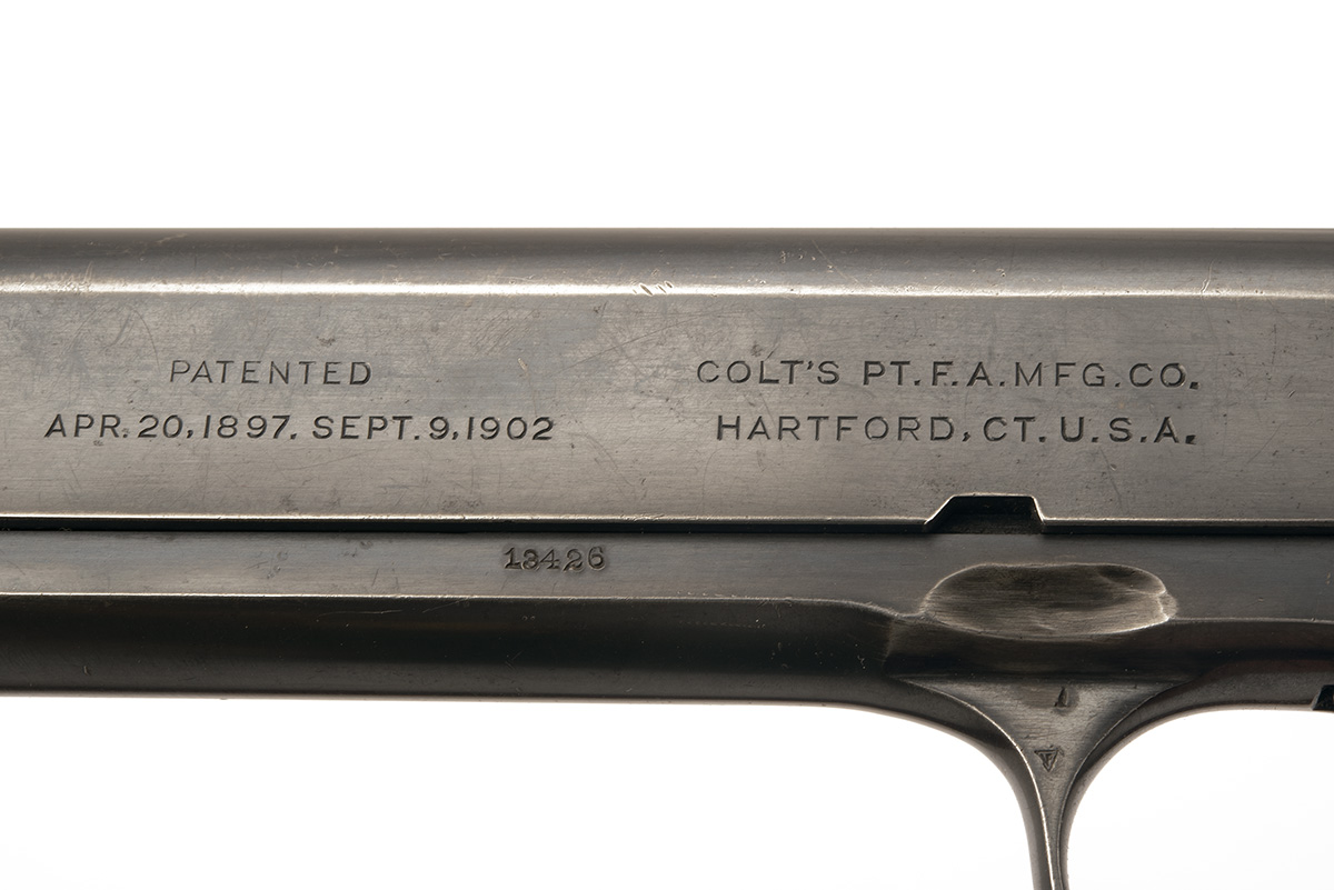 A .38 (RIMLESS SMOKELESS) COLT MODEL '1902 MILITARY' SEMI-AUTOMATIC PISTOL, re-numbered 13426, circa - Image 4 of 4