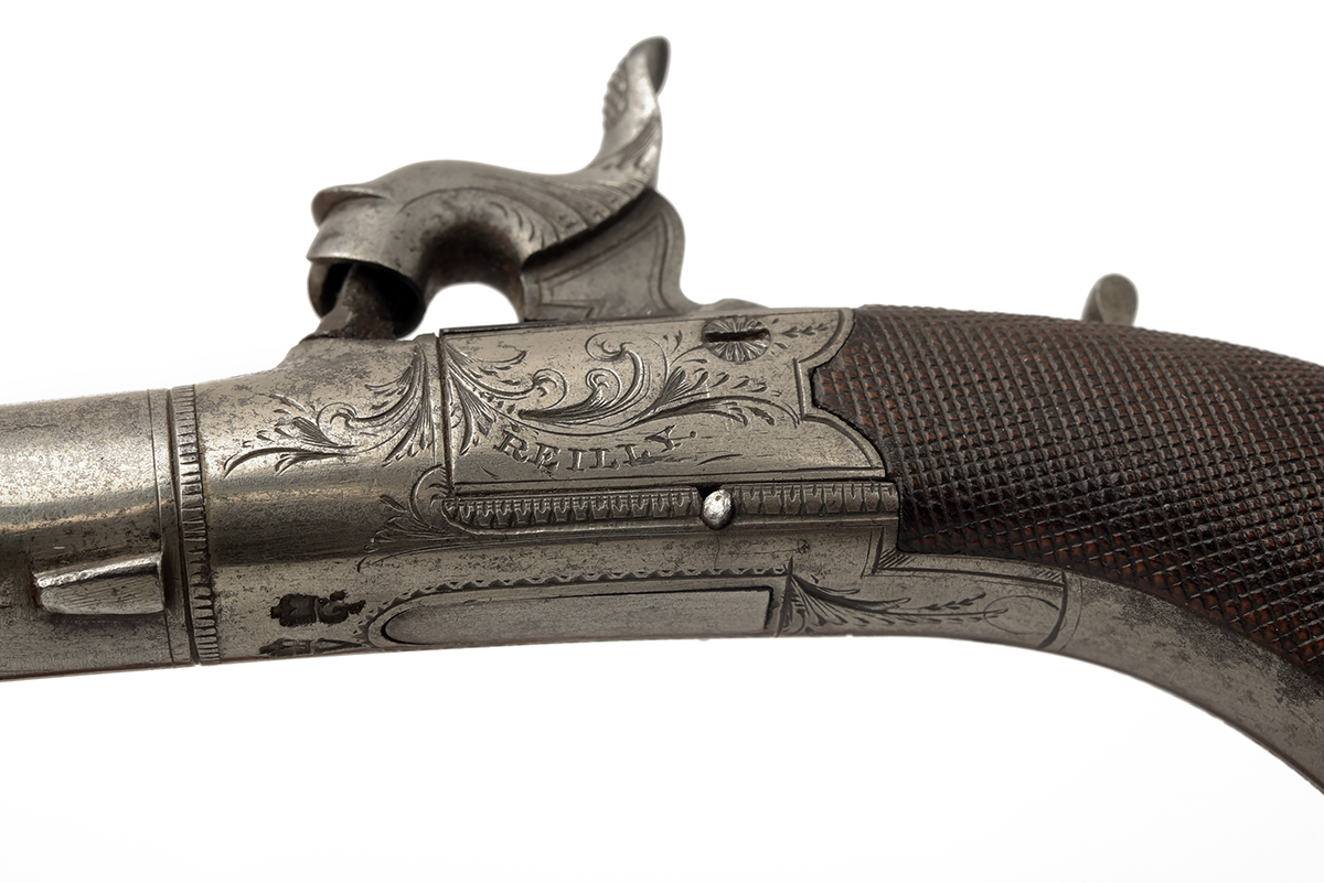 AN 80-BORE PERCUSSION ROUND BODIED POCKET PISTOL BY REILLY, CIRCA 1835, no visible serial number, - Image 3 of 4