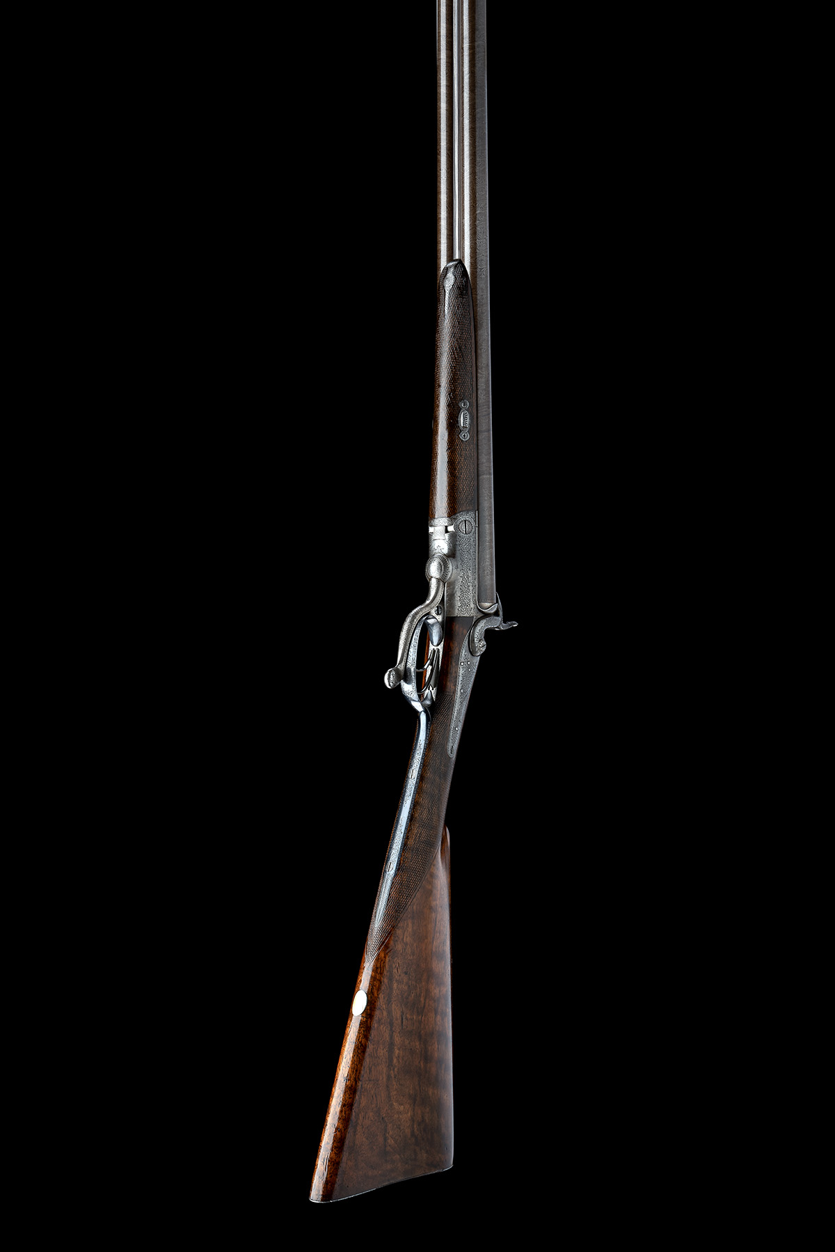 A GOOD 12-BORE PINFIRE DOUBLE-BARRELLED SPORTING GUN SIGNED GEORGE DENHOLM, HADDINGTON, no visible - Image 6 of 8