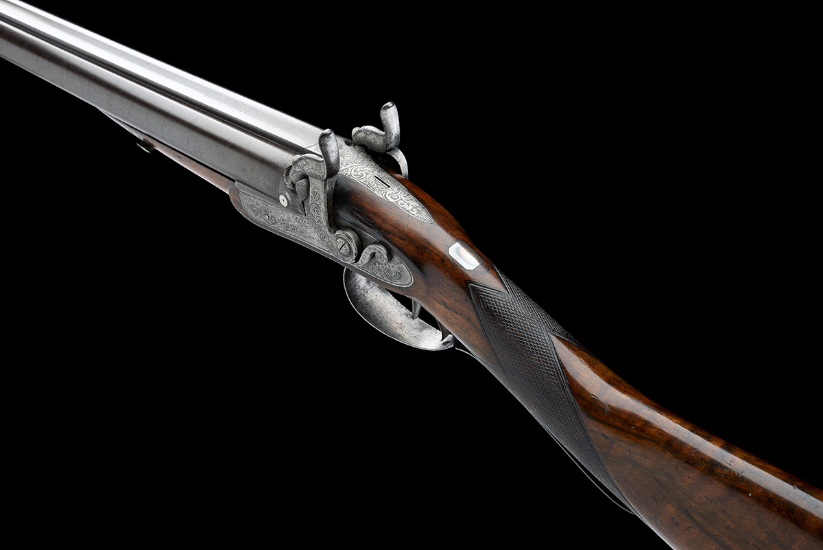 AN HISTORIC CASED 14-BORE PERCUSSION SPORTING GUN WITH CROSSOVER STOCK MADE FOR CHARLES ELEY BY - Image 8 of 12