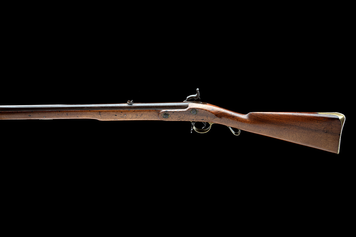 A GOOD .65 BRUNSWICK TYPE PERCUSSION RIFLE CIRCA 1845, serial no. 8, with 30in. barrel rifled for - Image 2 of 9