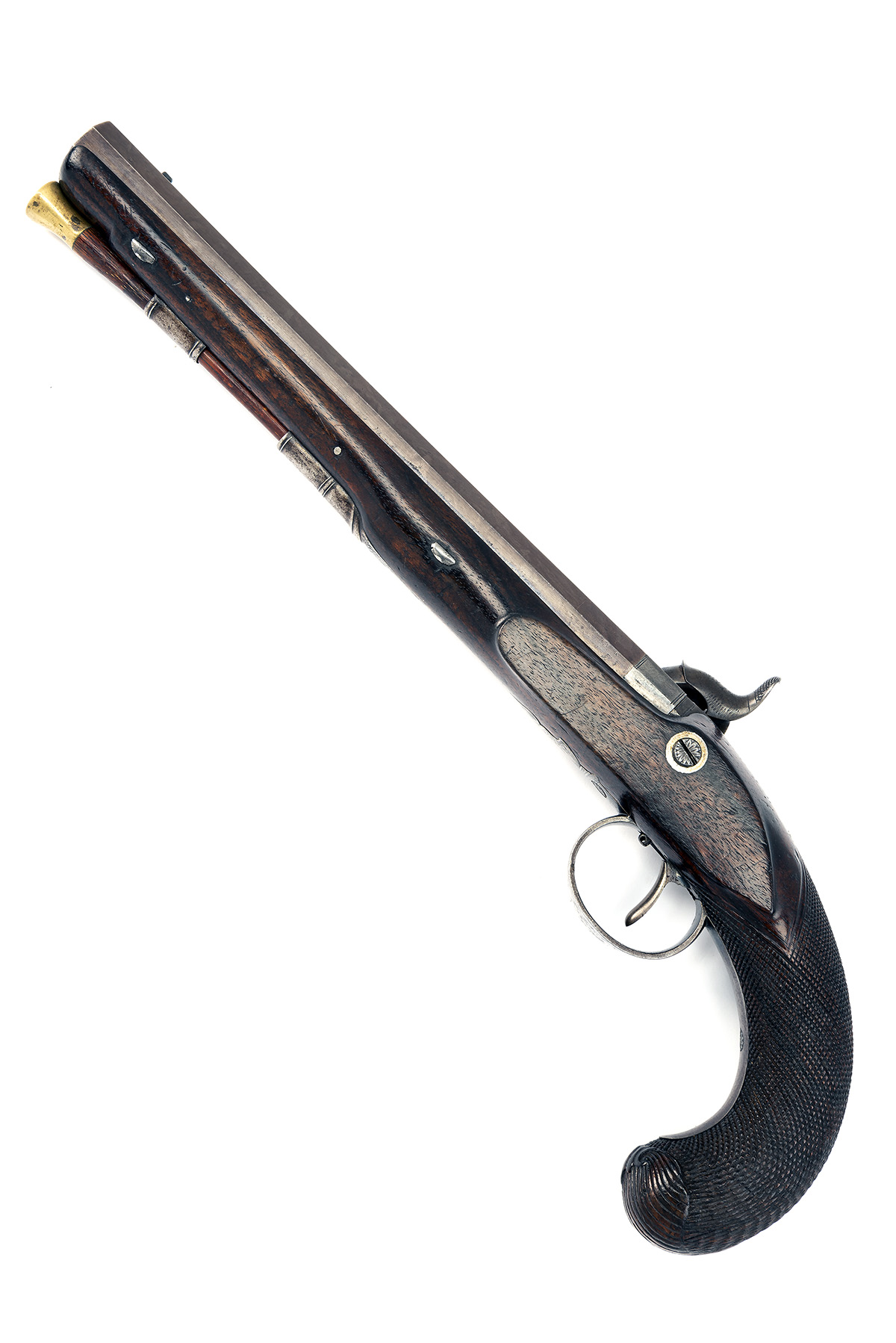 A GOOD 25-BORE PERCUSSION CONVERTED FROM FLINTLOCK DUELLING PISTOL BY MORTIMER, CIRCA 1800/35, no - Image 2 of 4