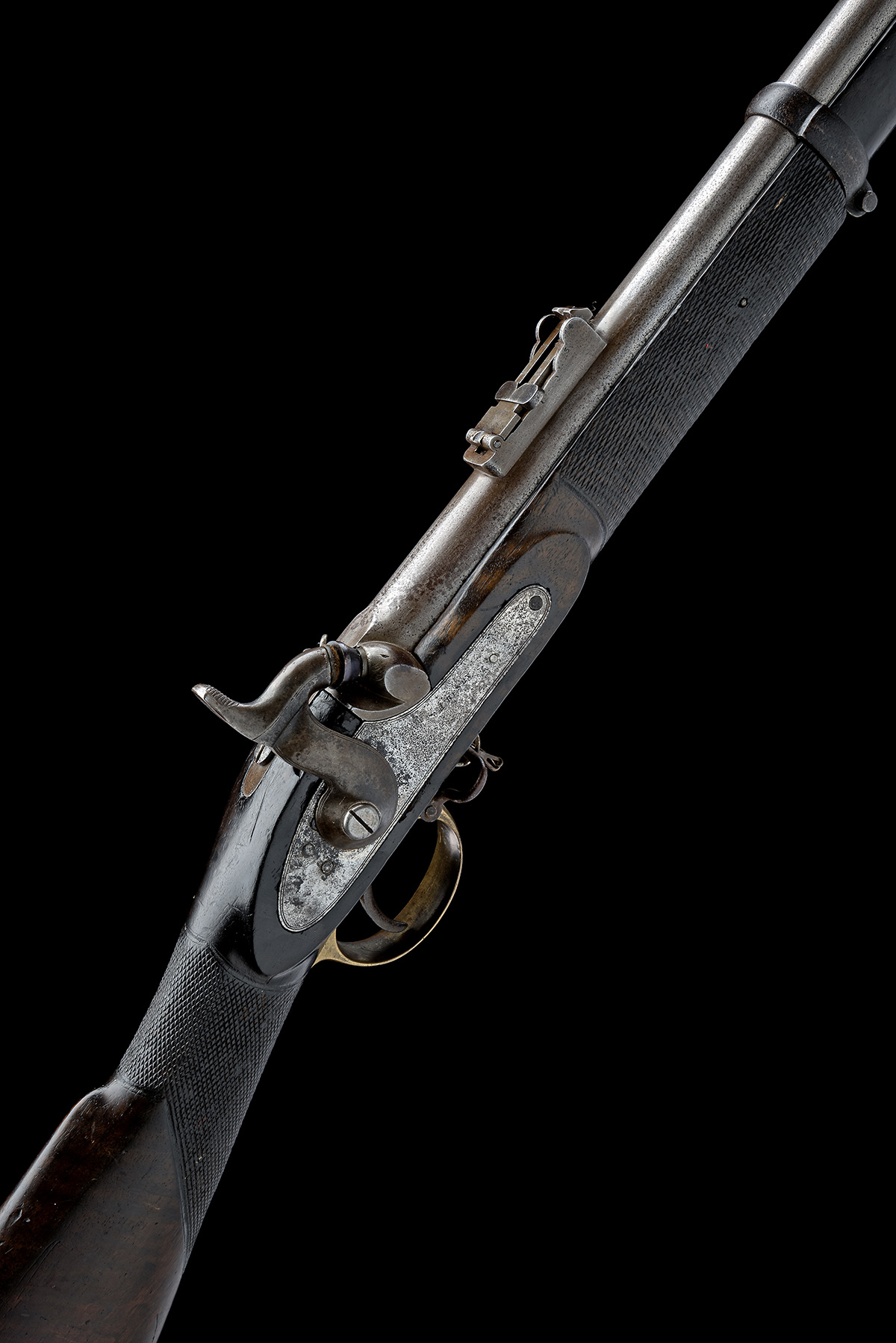 A .577 PATTERN 1853 THREE BAND PERCUSSION VOLUNTEER RIFLE BY A. HENRY, CIRCA 1860, no visible serial