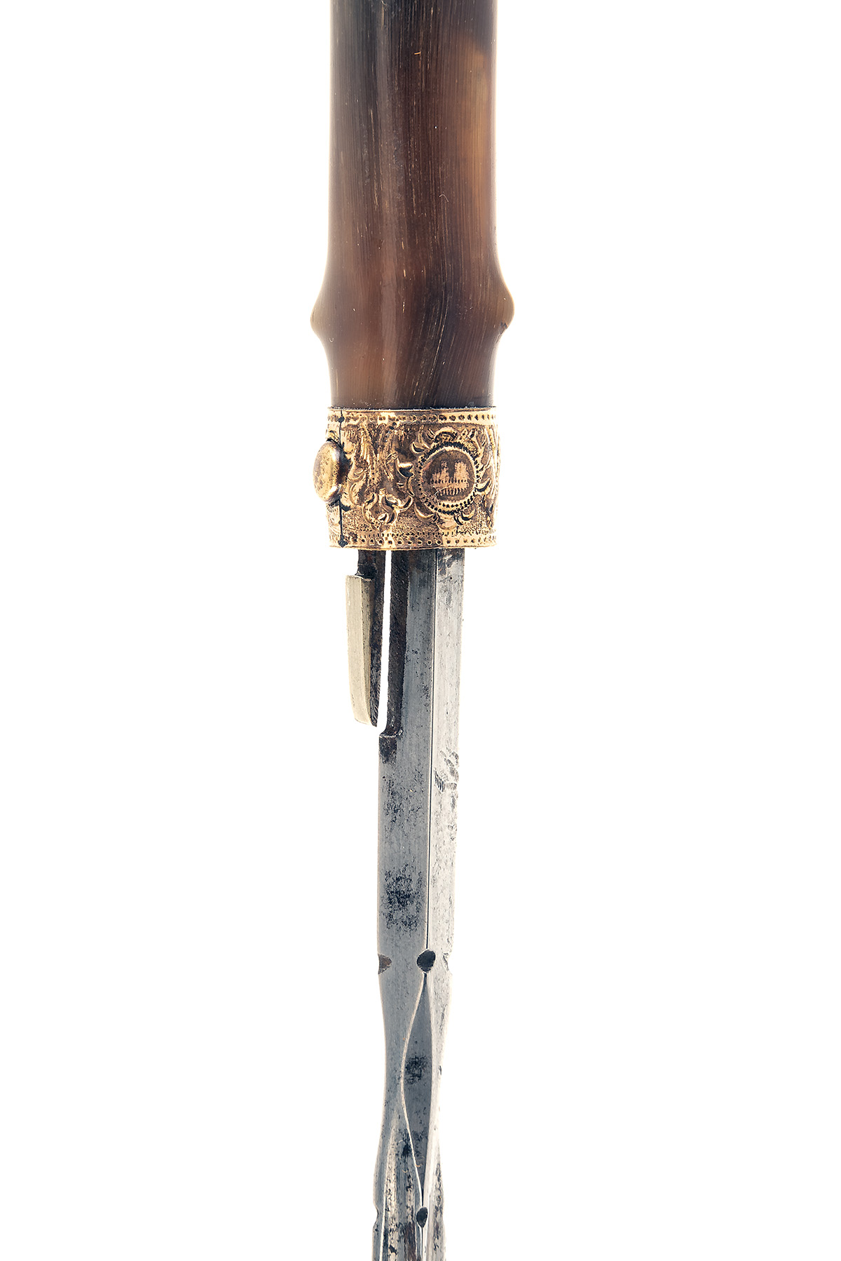 A GOOD LATE GEORGIAN DAGGER-STICK, circa 1810, 33 1/4in. overall with slender cane shaft - Image 3 of 4