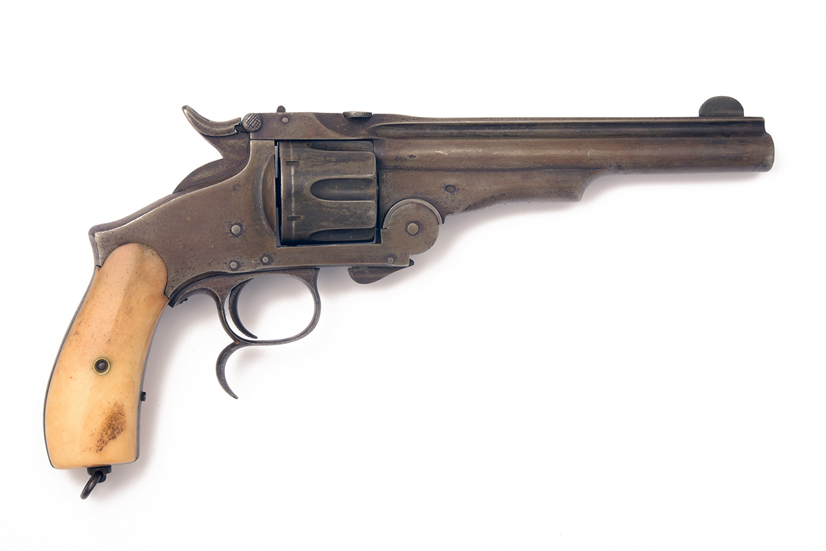 AN INTERESTING .44 (HENRY RIMFIRE) LIEGE-MADE COPY OF A SMITH & WESSON MODEL 3 RUSSIAN SECOND