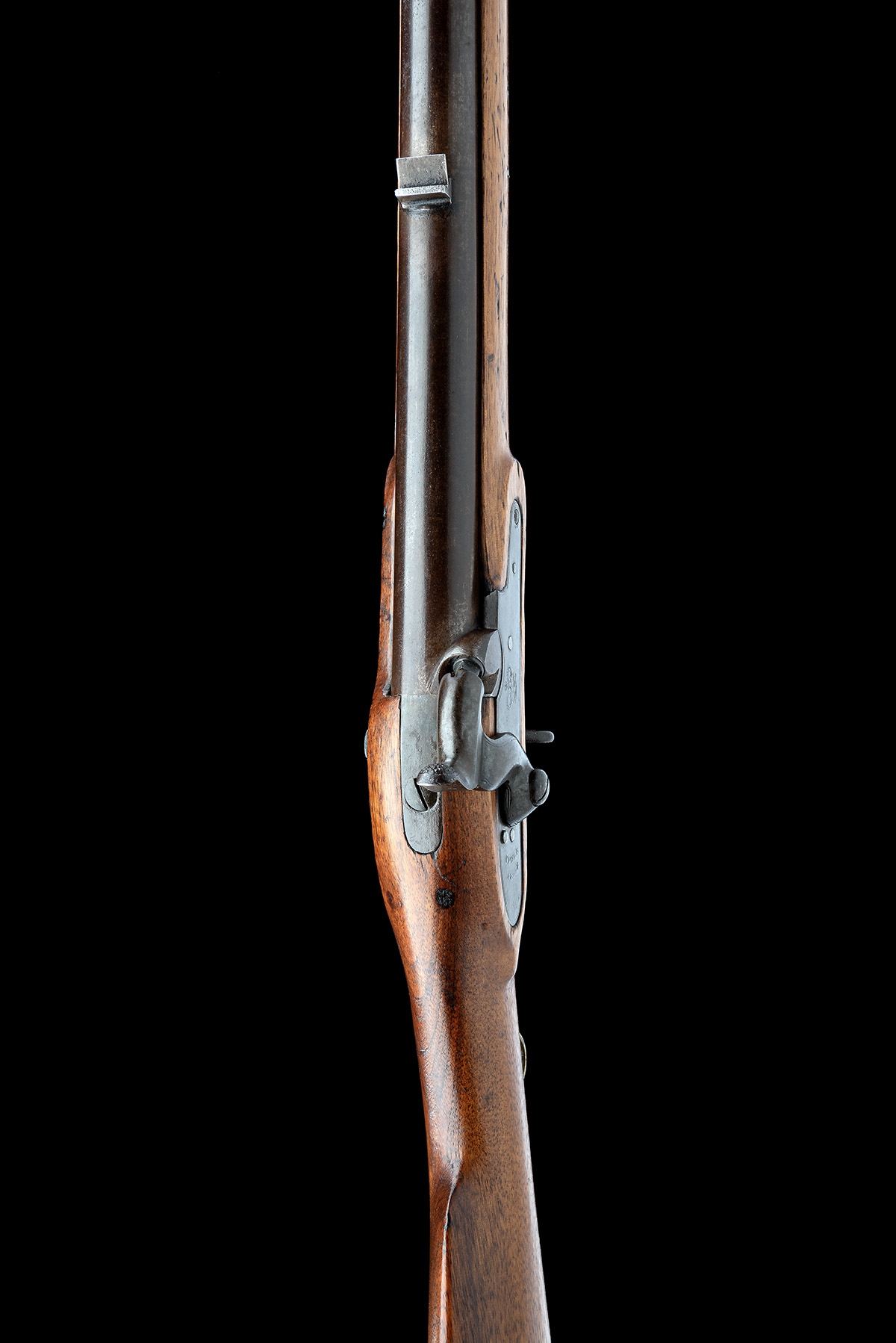 A GOOD .65 BRUNSWICK TYPE PERCUSSION RIFLE CIRCA 1845, serial no. 8, with 30in. barrel rifled for - Image 6 of 9