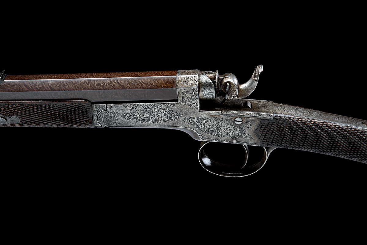 A 100-BORE NEEDLEFIRE SINGLE-SHOT SPORTING RIFLE OF RIGBY TYPE, SIGNED PARKER FIELD & SONS, serial - Image 4 of 9