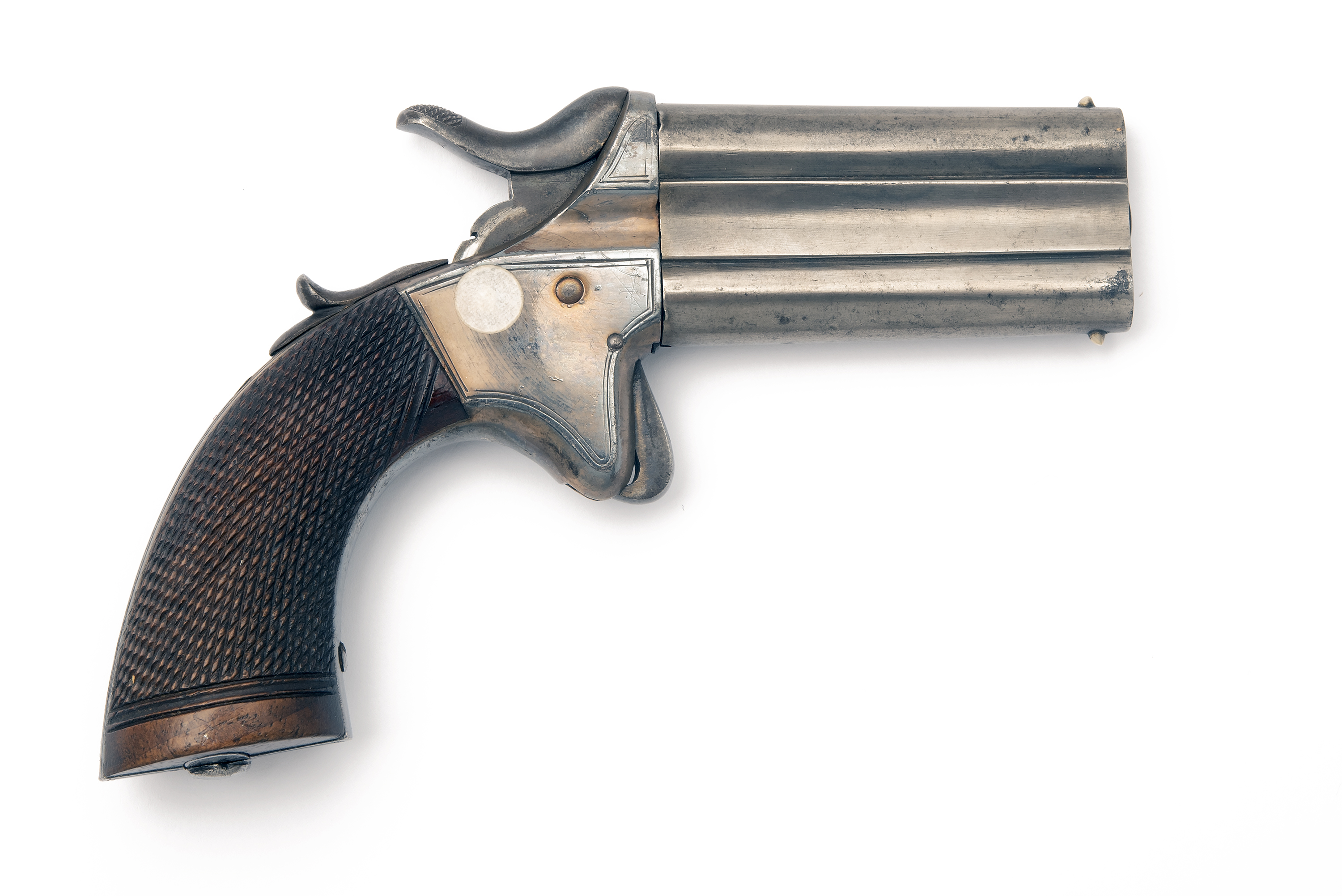 A RARE .30 (RIMFIRE) WOODWARD'S PATENT OVER AND UNDER TURN-OVER POCKET PISTOL, CIRCA 1865, serial no - Image 2 of 4