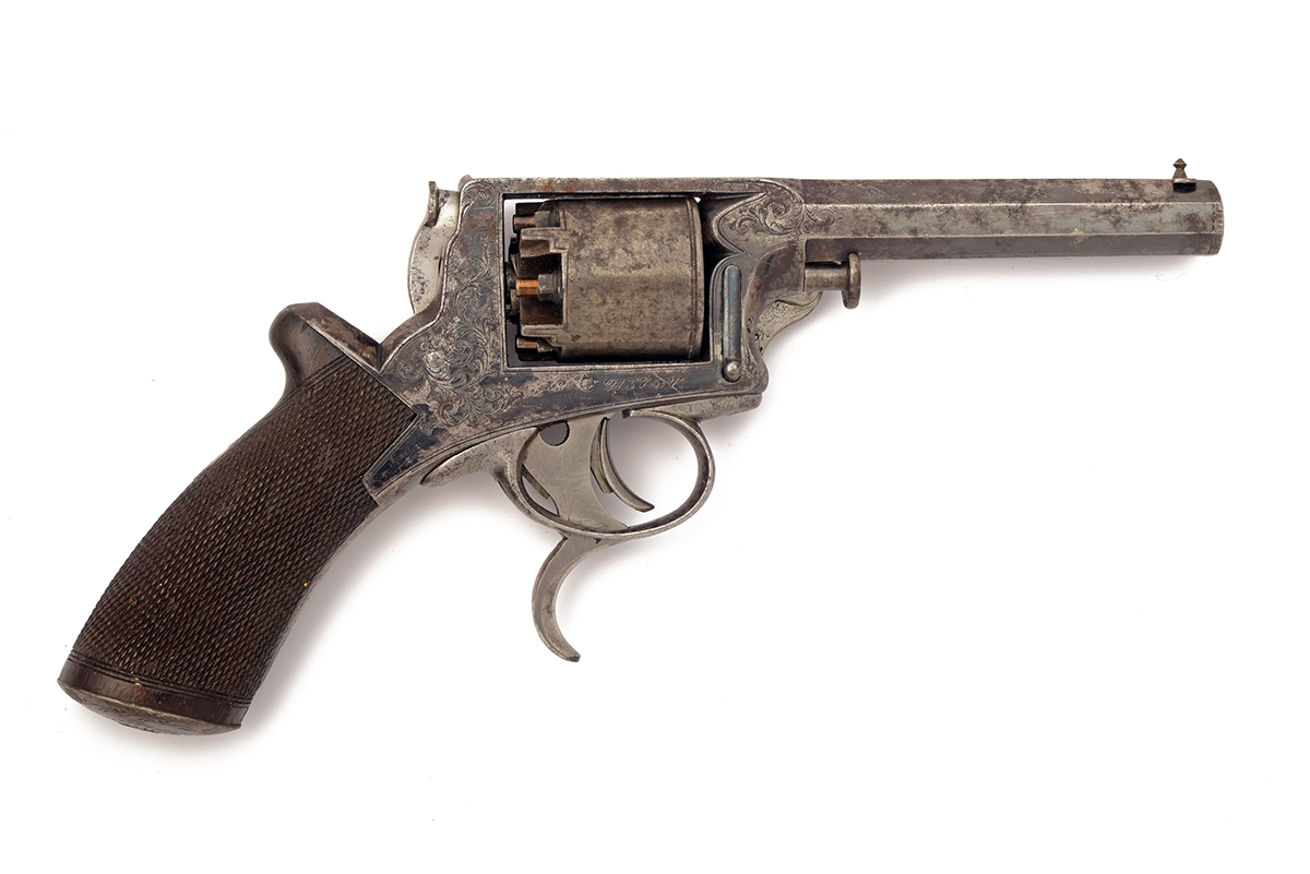 A CASED 80-BORE TRANTER THIRD MODEL DOUBLE TRIGGER PERCUSSION REVOLVER, CIRCA 1860, serial no. - Image 3 of 8