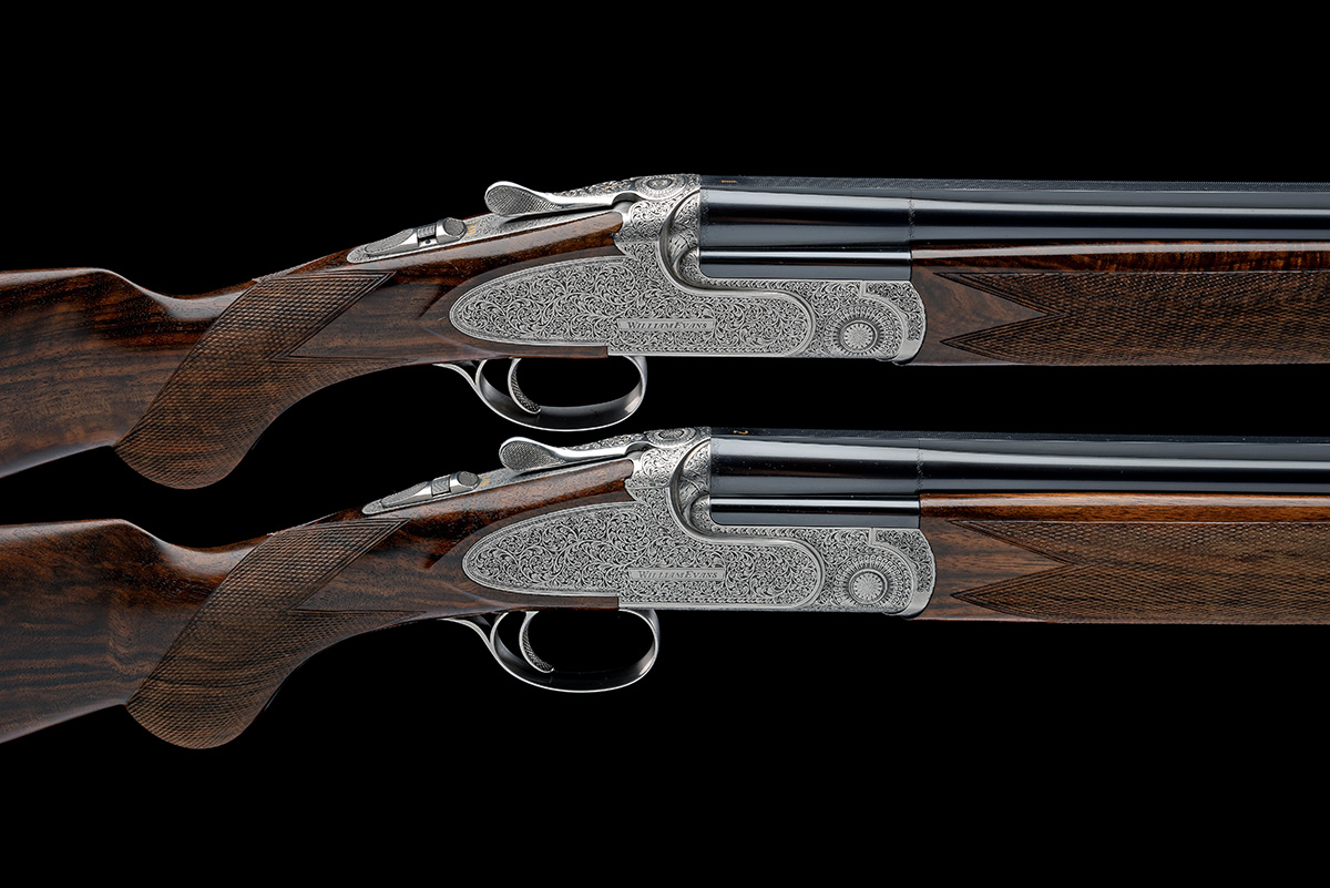 WILLIAM EVANS A PAIR OF 20-BORE (3IN.) 'ST. JAMES' SINGLE-TRIGGER SIDEPLATED OVER AND UNDER