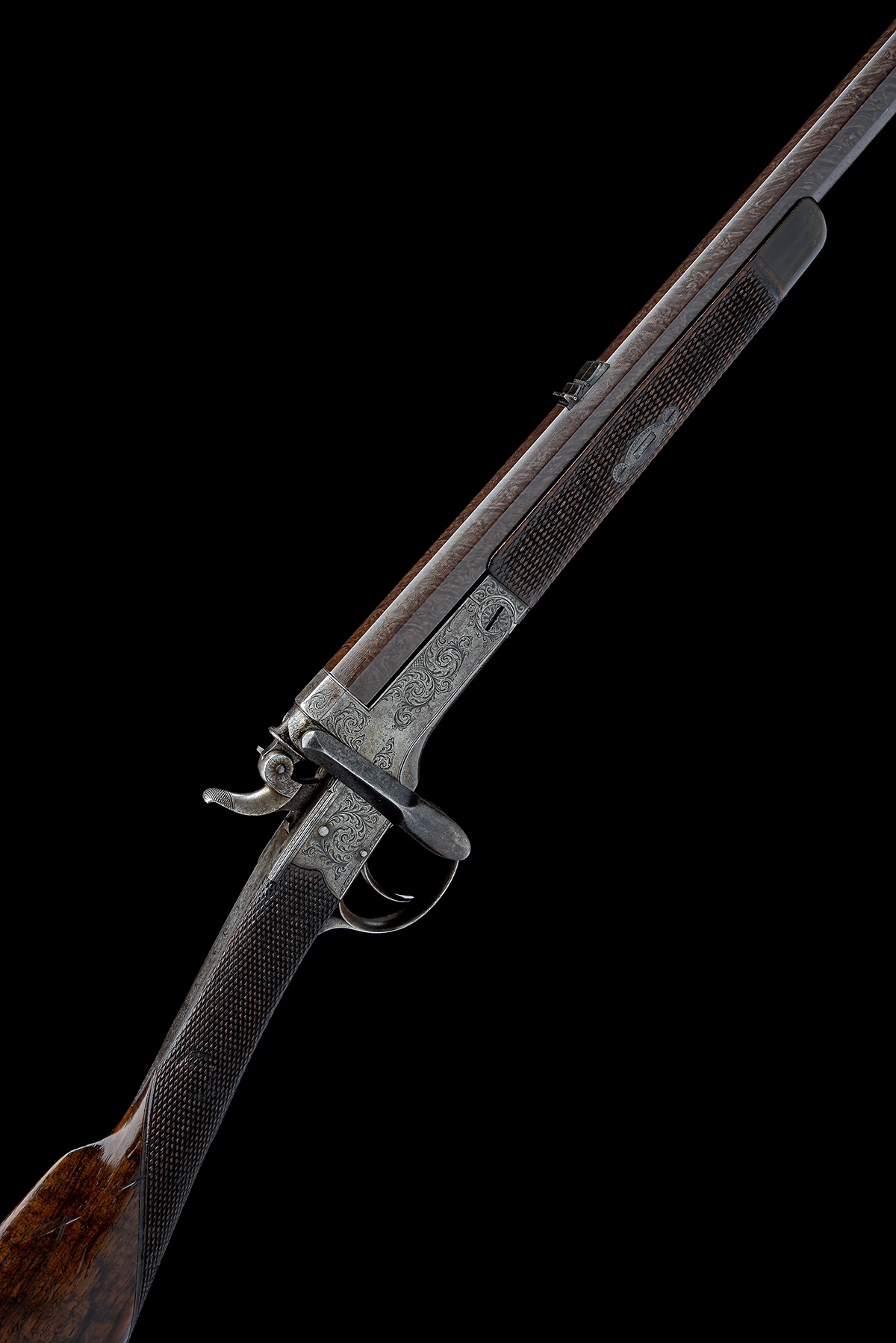 A 100-BORE NEEDLEFIRE SINGLE-SHOT SPORTING RIFLE OF RIGBY TYPE, SIGNED PARKER FIELD & SONS, serial