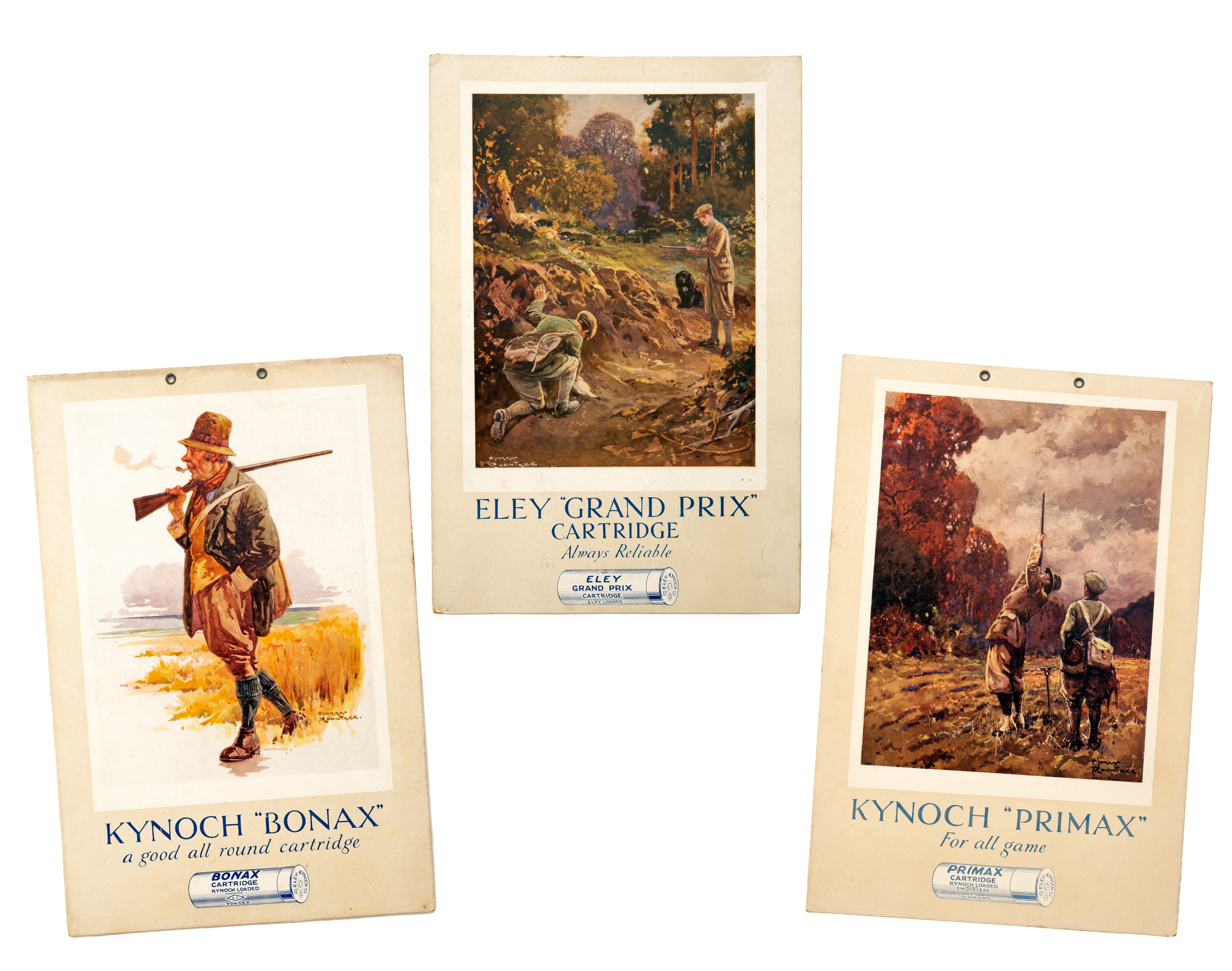 A COLLECTION OF THREE MATCHING VINTAGE POINT OF SALE CARDS ADVERTISING CARTRIDGES FROM THE ELEY &