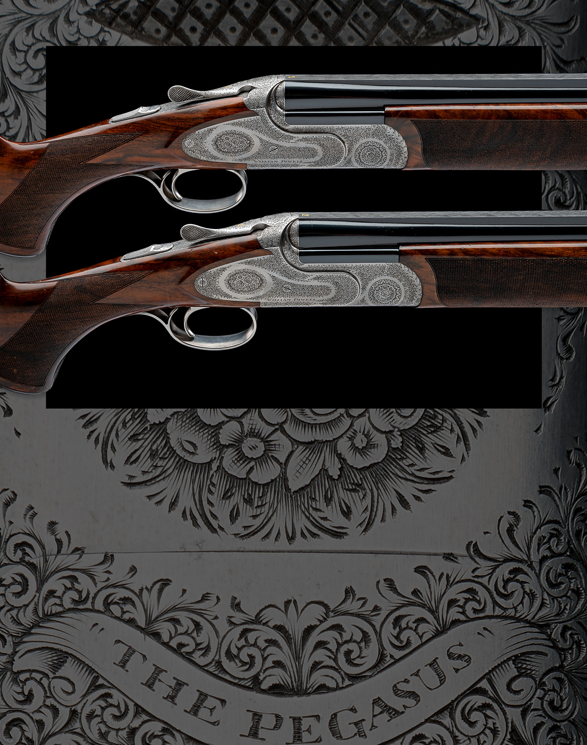 WILLIAM POWELL A PAIR OF SABATTI-ENGRAVED 16-BORE 'THE PEGASUS' SINGLE-TRIGGER SIDEPLATED OVER AND - Image 11 of 11