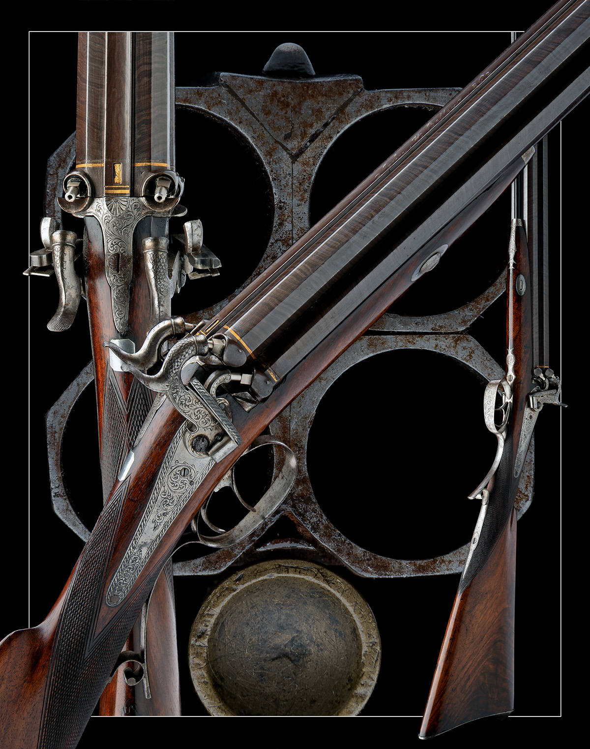 A MOST UNUSUAL AND RARE FOUR-BARRELLED 24-BORE PERCUSSION SPORTING GUN SIGNED JOHN BELLEW, no - Image 12 of 12