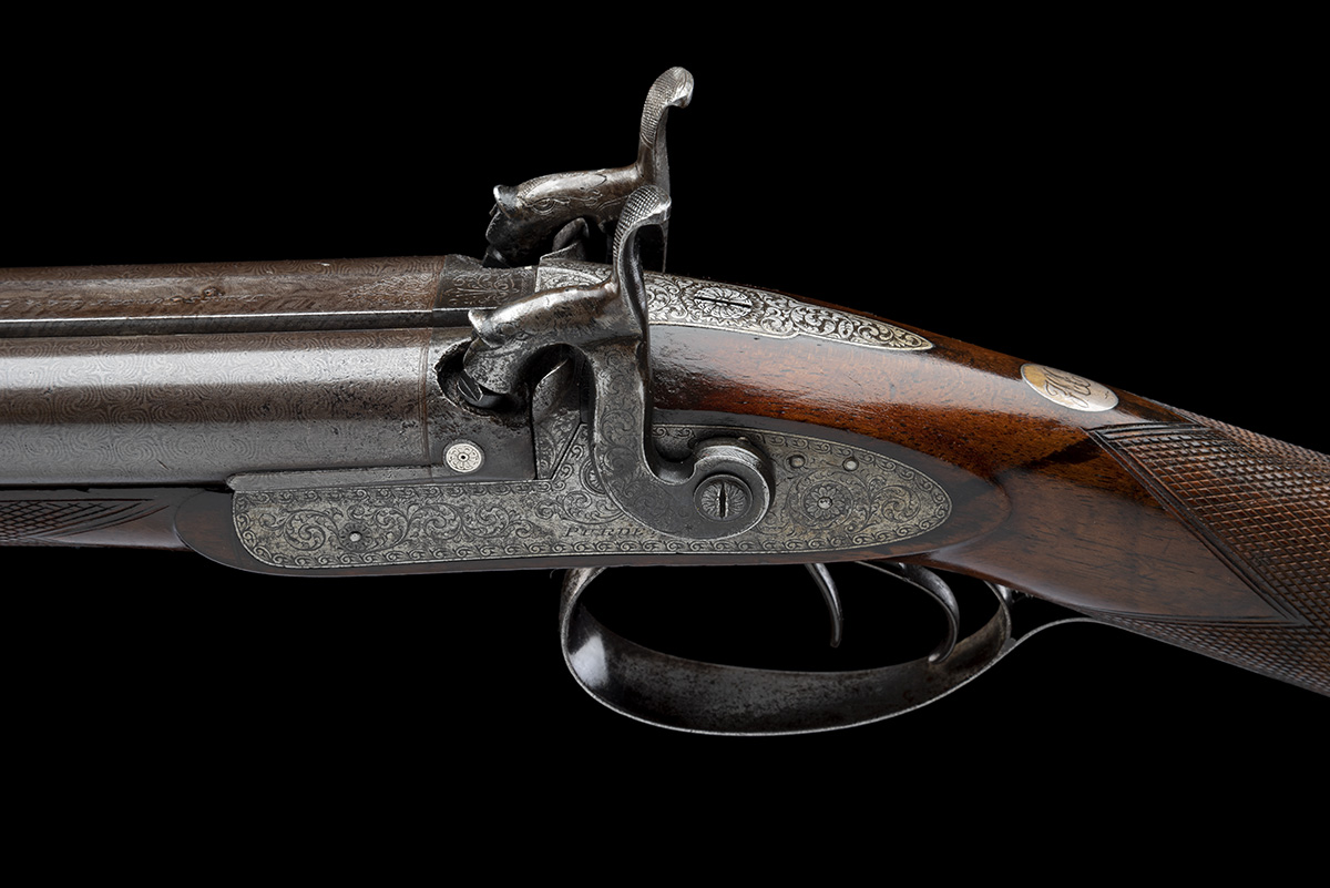 A 16-BORE PERCUSSION DOUBLE-BARRELLED SPORTING GUN BY JAMES PURDEY, serial no. 4107, for 1846, - Image 7 of 9