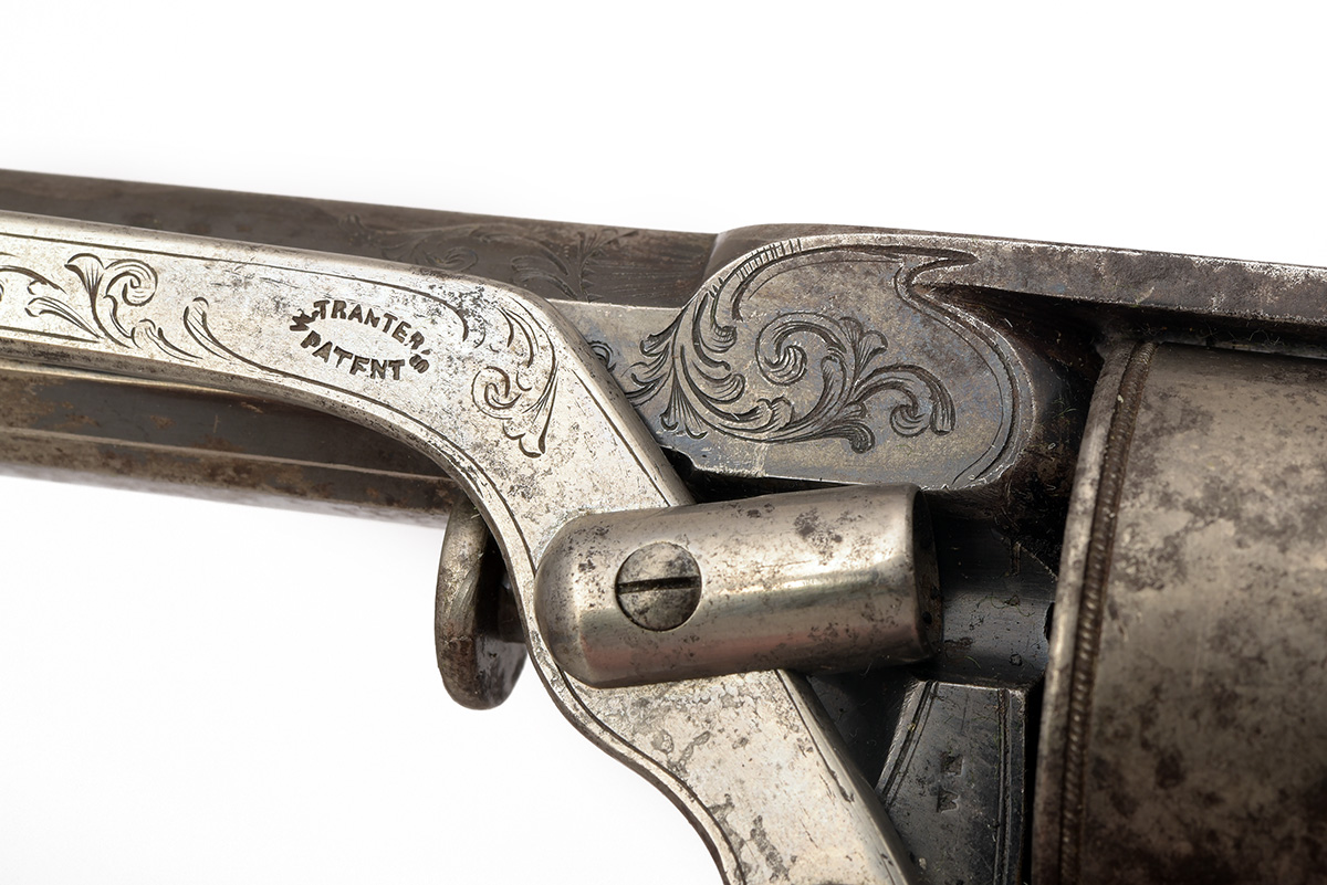 A CASED 80-BORE TRANTER THIRD MODEL DOUBLE TRIGGER PERCUSSION REVOLVER, CIRCA 1860, serial no. - Image 4 of 8