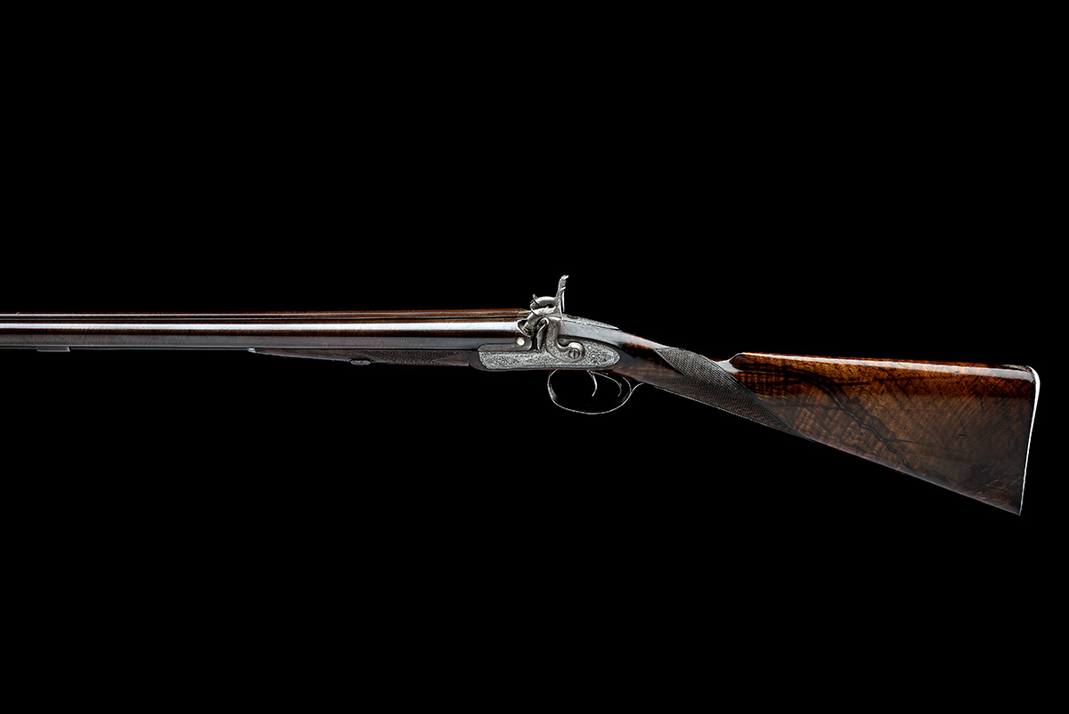 A CASED 12-BORE PERCUSSION DOUBLE-BARRELLED SPORTING GUN SIGNED GEORGE GIBBS, no visible serial - Image 2 of 9