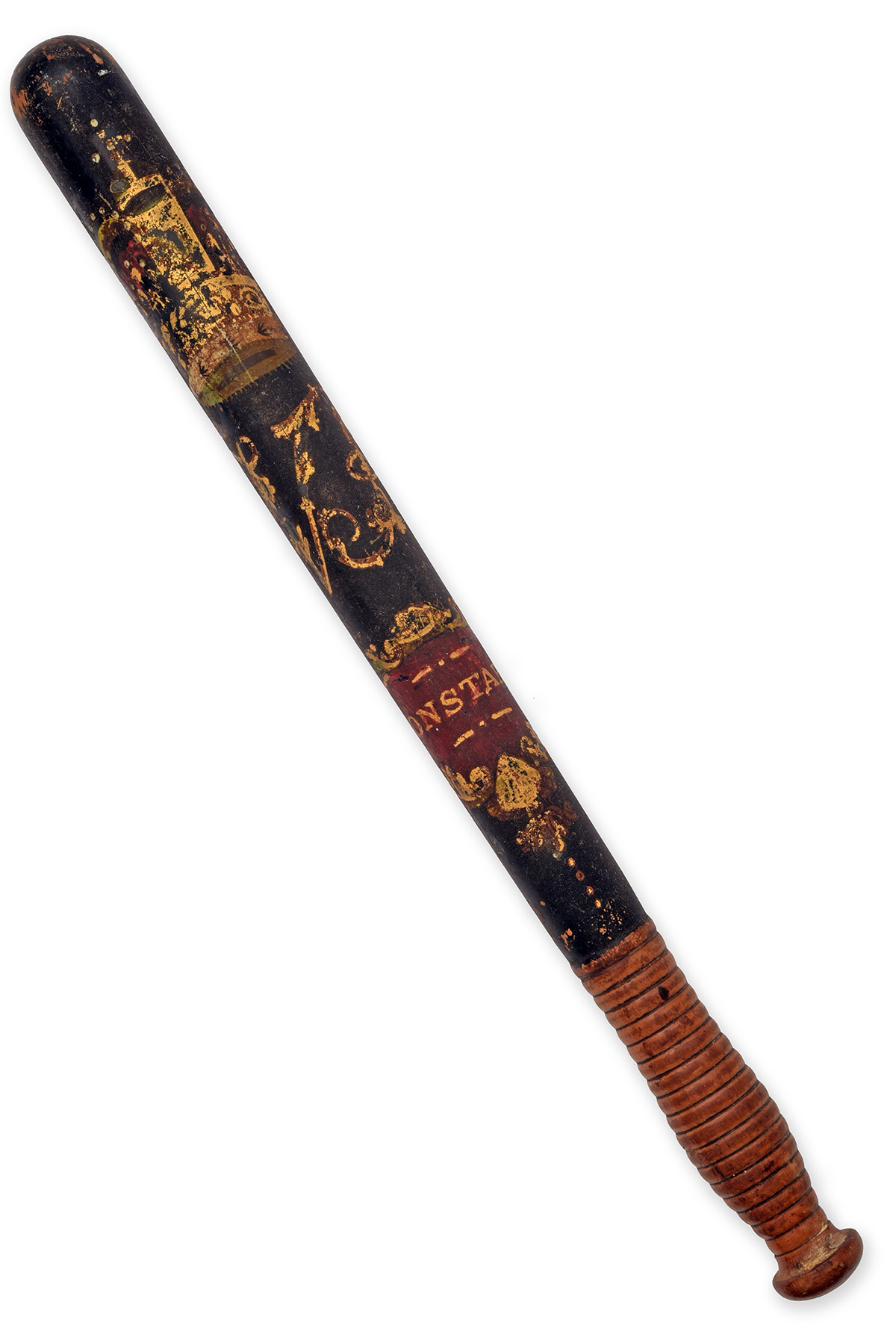 A VICTORIAN PAINTED POLICE TRUNCHEON TO THE PARISH OF BUCKLAND, circa 1860, 18 1/4in. overall and of