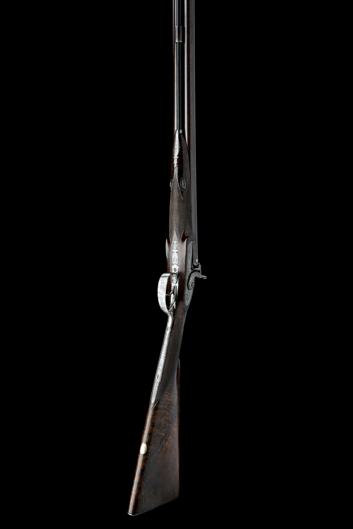 A CASED 12-BORE PERCUSSION DOUBLE-BARRELLED SPORTING GUN SIGNED GEORGE GIBBS, no visible serial - Image 6 of 9