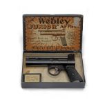 A GOOD BOXED .177 WEBLEY & SCOTT 'JUNIOR' MODEL AIR-PISTOL, batch no. 4208, circa 1955, with blued