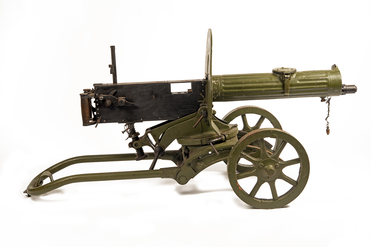 A DEACTIVATED 7.62 WORLD WAR TWO RUSSIAN MAXIM MEDIUM MACHINEGUN AND WHEELED MOUNT, serial no. BO- - Image 7 of 9