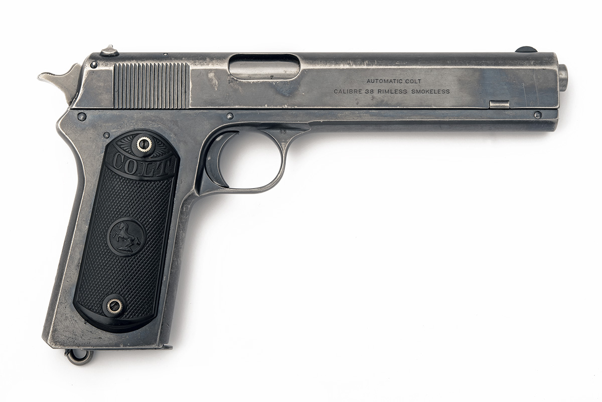 A .38 (RIMLESS SMOKELESS) COLT MODEL '1902 MILITARY' SEMI-AUTOMATIC PISTOL, serial no. 40222, for