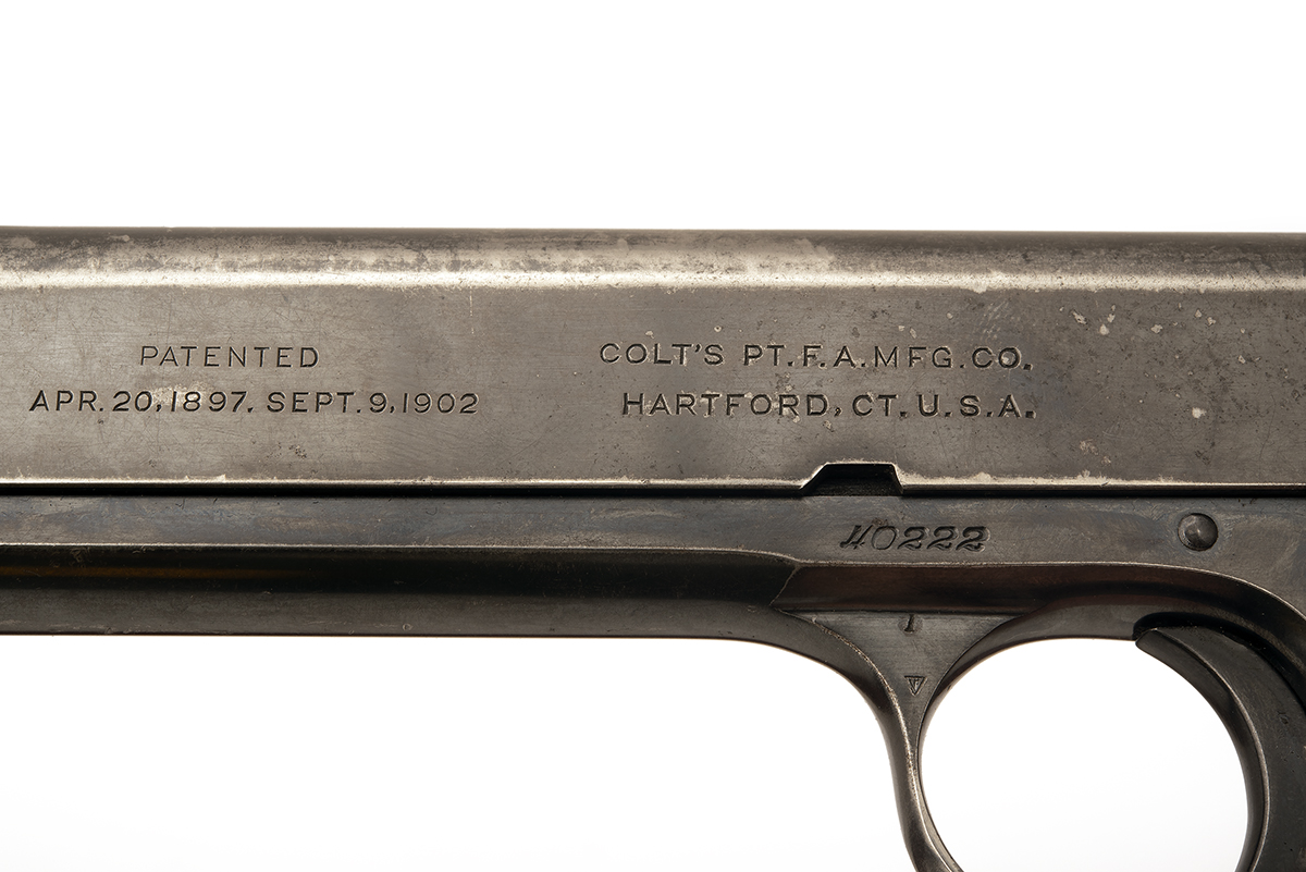 A .38 (RIMLESS SMOKELESS) COLT MODEL '1902 MILITARY' SEMI-AUTOMATIC PISTOL, serial no. 40222, for - Image 4 of 5