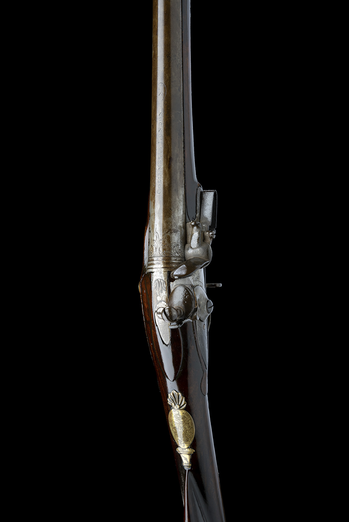 AN EARLY 14-BORE FLINTLOCK BIRDING-GUN SIGNED COLLUMBELL, LONDON, CIRCA 1740, serial no. 9, 37in. - Image 4 of 8