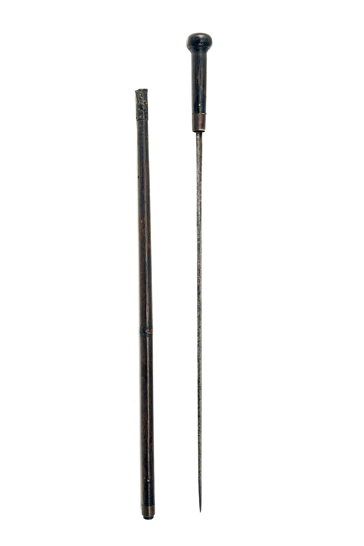 A GEORGIAN SWORDSTICK, circa 1780, the blade of flattened diamond shape, 26in. long and with deep