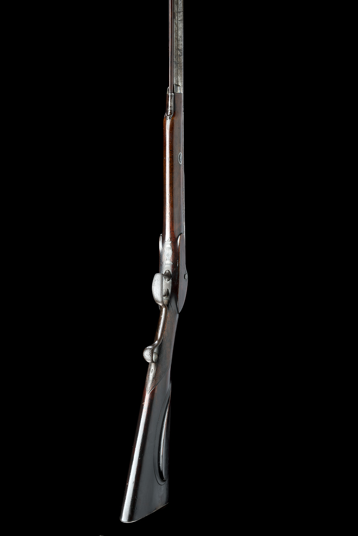 A 12-BORE PERCUSSION SINGLE-BARRELLED SPORTING GUN SIGNED FISHER, LONDON, no visible serial - Image 6 of 8