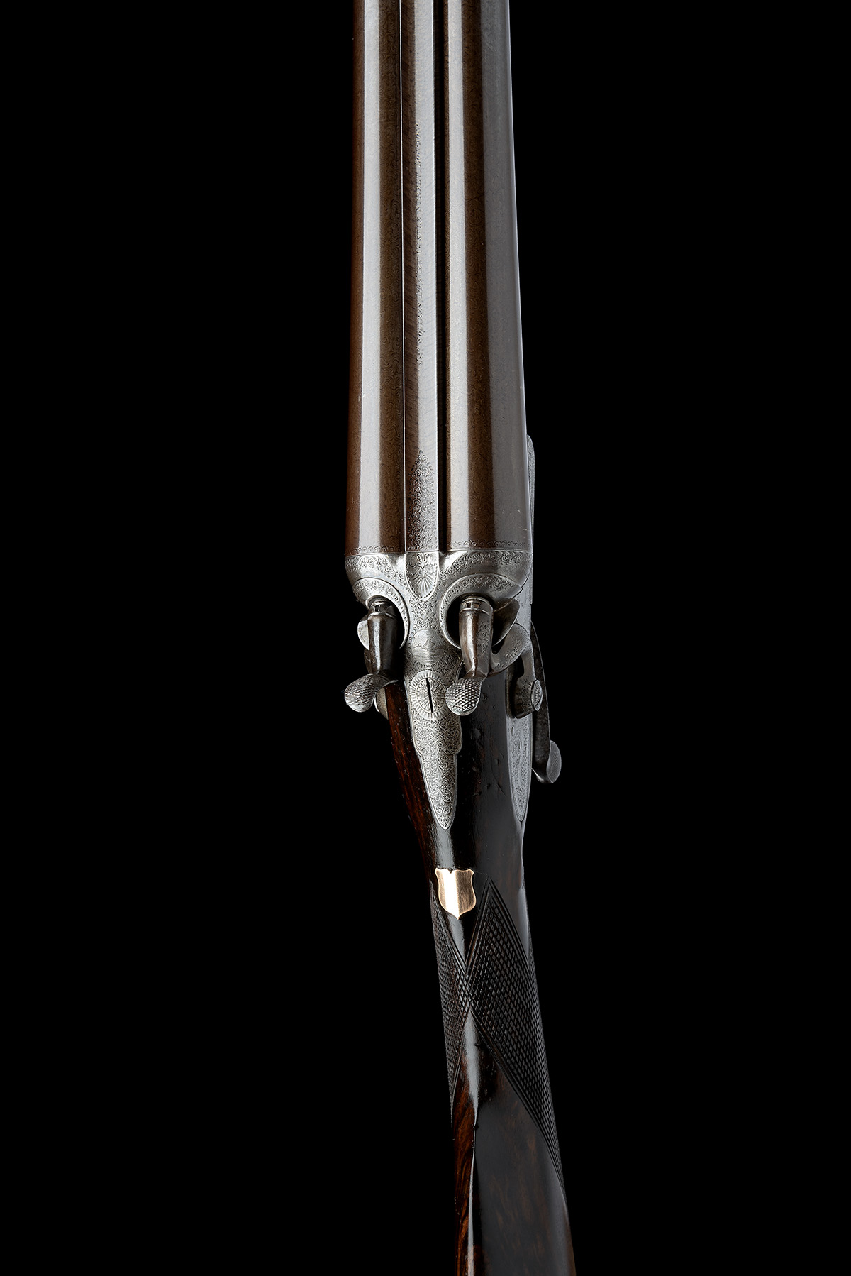 JAMES SQUIRES A 12-BORE ROTARY-UNDERLEVER HAMMERGUN, serial no. 2469, circa 1874, 30in. nitro - Image 6 of 8