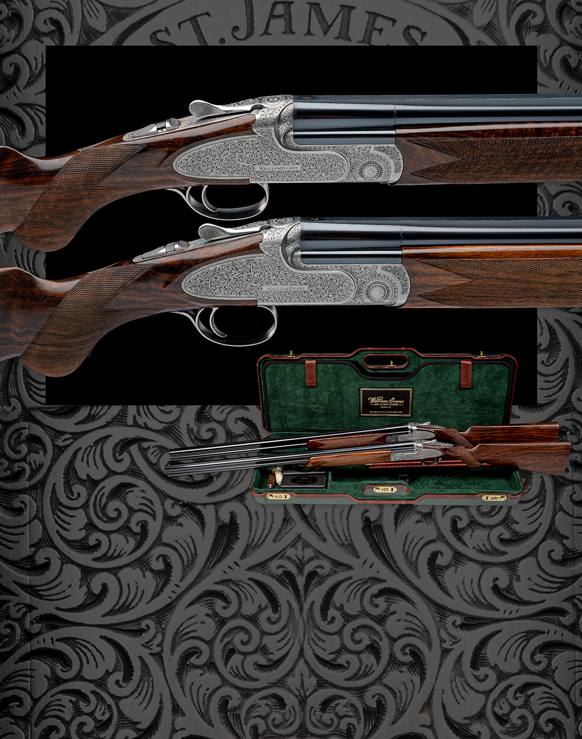 WILLIAM EVANS A PAIR OF 20-BORE (3IN.) 'ST. JAMES' SINGLE-TRIGGER SIDEPLATED OVER AND UNDER - Image 11 of 11